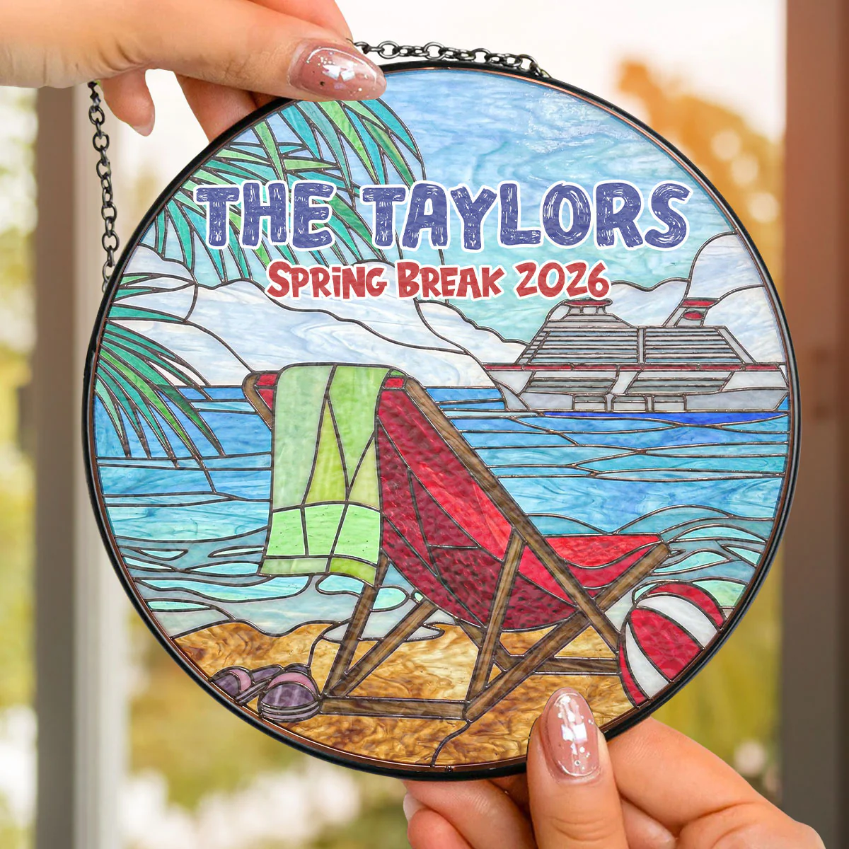 Seas the Day Together - Personalized Custom Stained Glass Window Hanging Suncatcher - Image 4