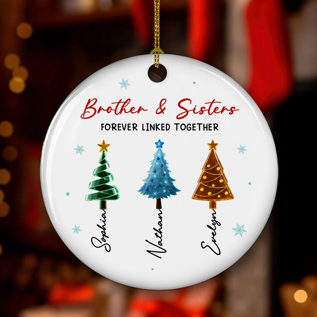 Season Love Siblings - Personalized Custom 3D Inflated Effect Ceramic Ornament - Image 3