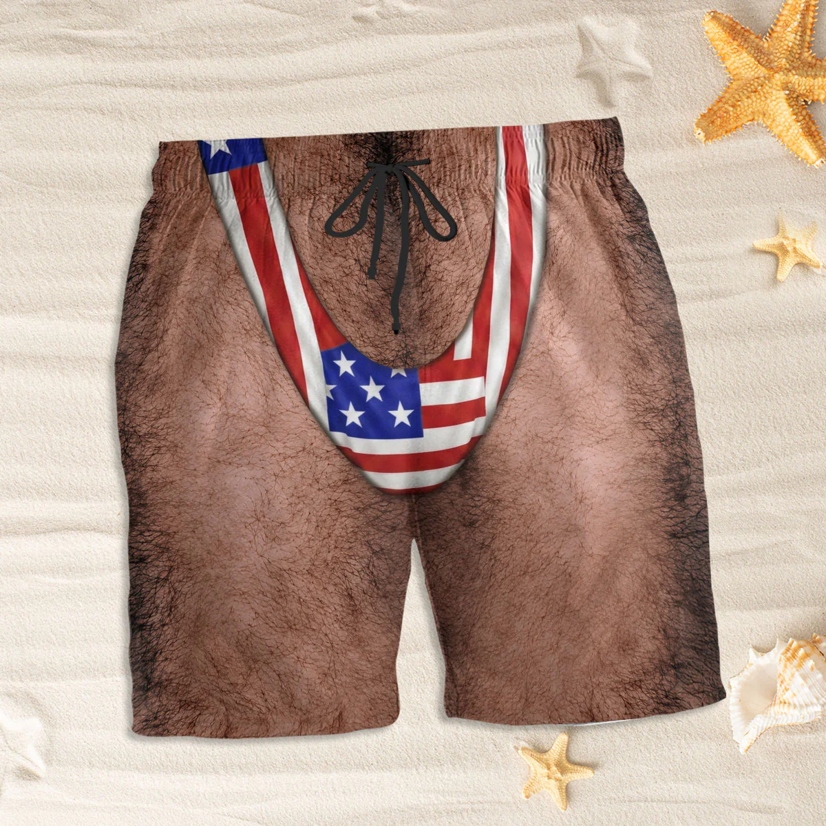 Sexy Man Body Patriotic - Personalized Custom Beach Shorts - Image 3