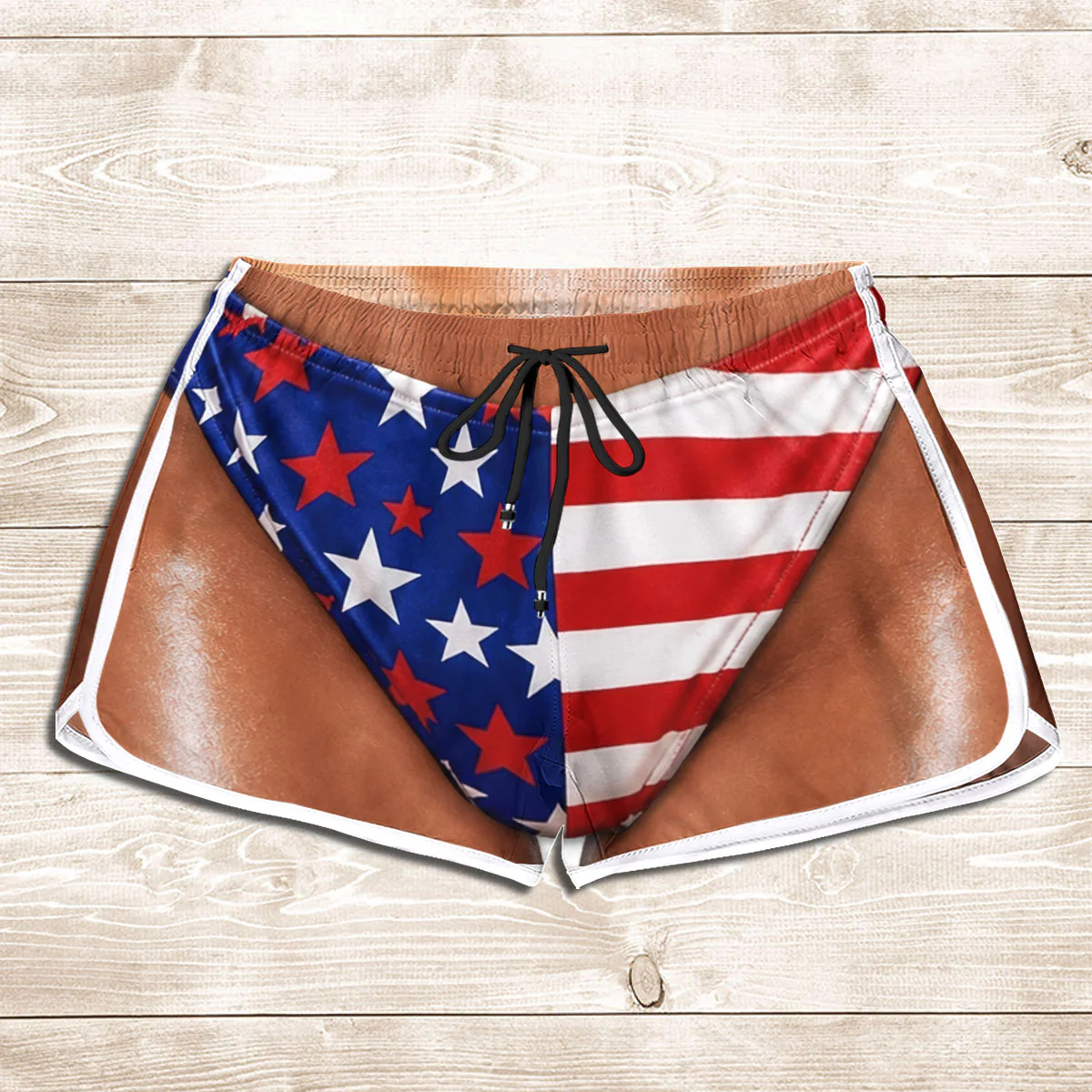 Sexy Woman Body Patriotic - Personalized Custom Womens Beach Shorts - Image 2