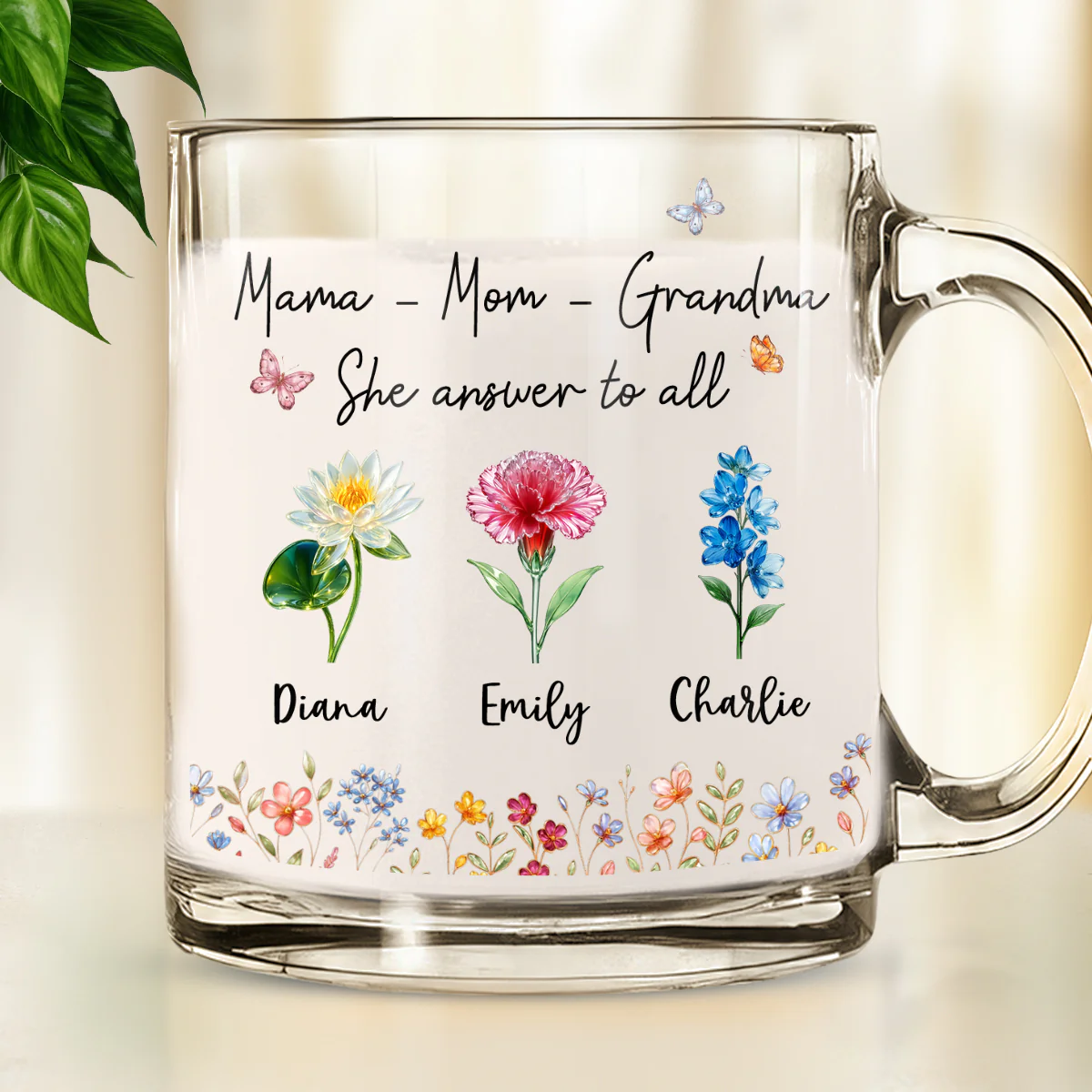 She Answers To All - Personalized Custom Glass Mug