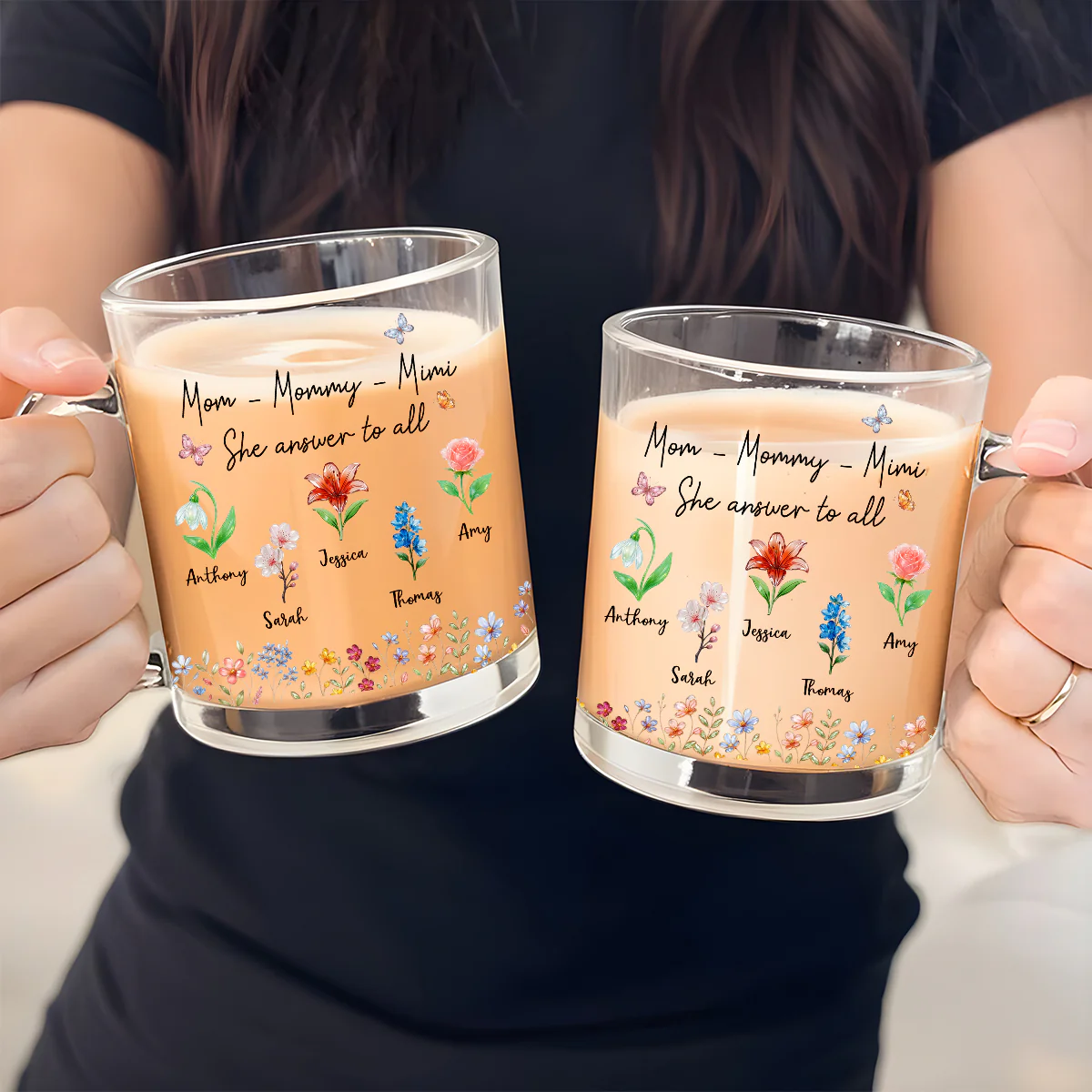She Answers To All - Personalized Custom Glass Mug - Image 4