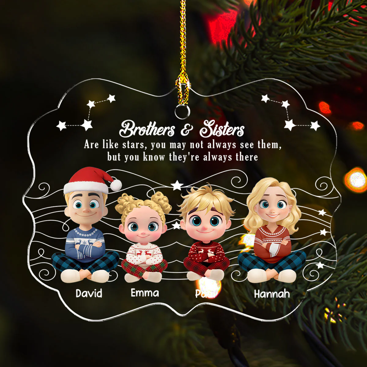 Siblings Are Stars Of Life - Personalized Custom Acrylic Ornament - Image 2