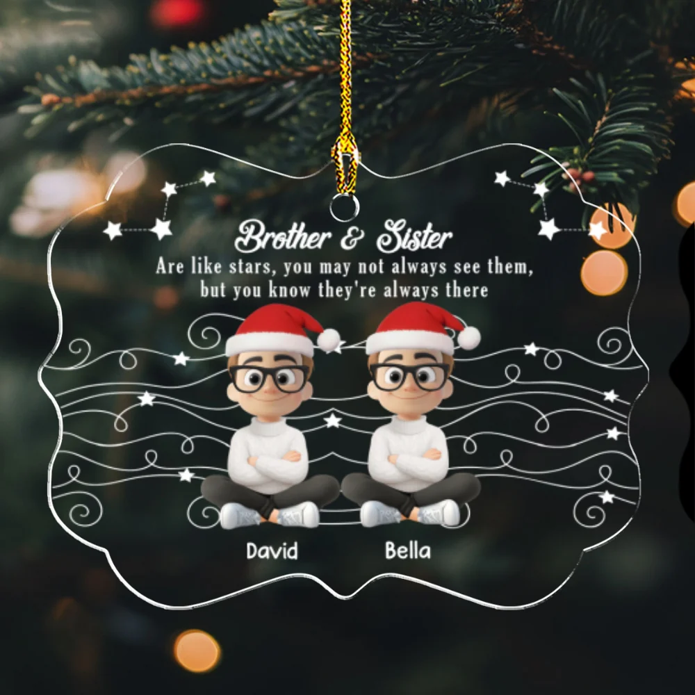 Siblings Are Stars Of Life - Personalized Custom Acrylic Ornament - Image 6