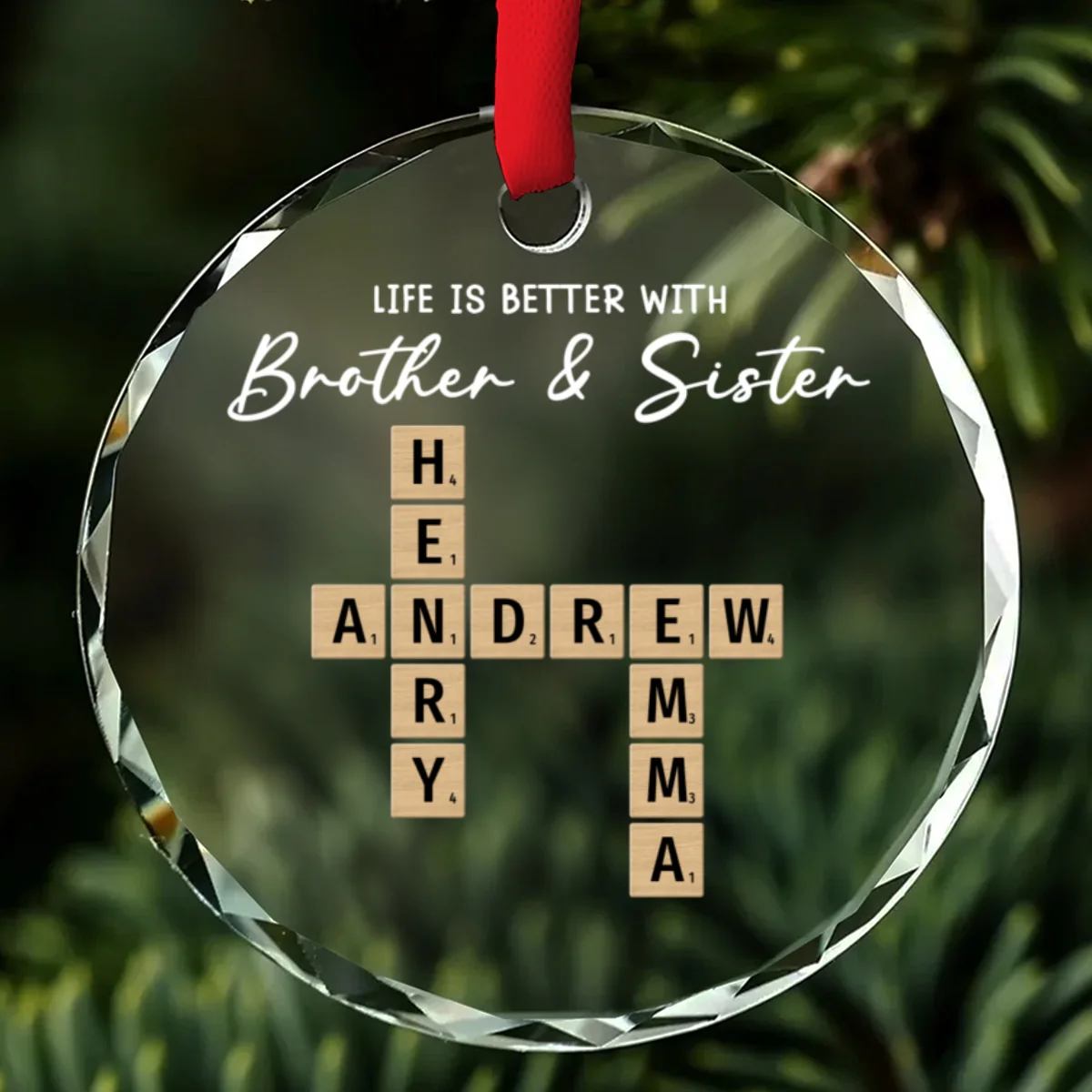 Siblings Make Life More Beautiful - Personalized Custom Glass Ornament - Image 8