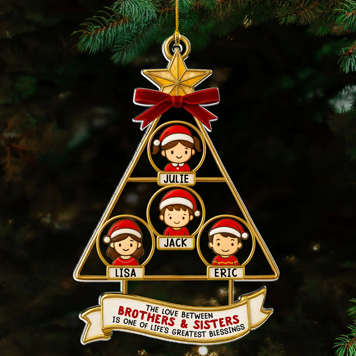 Siblings Memories Tree - Personalized Custom Acrylic Ornament - Image 3