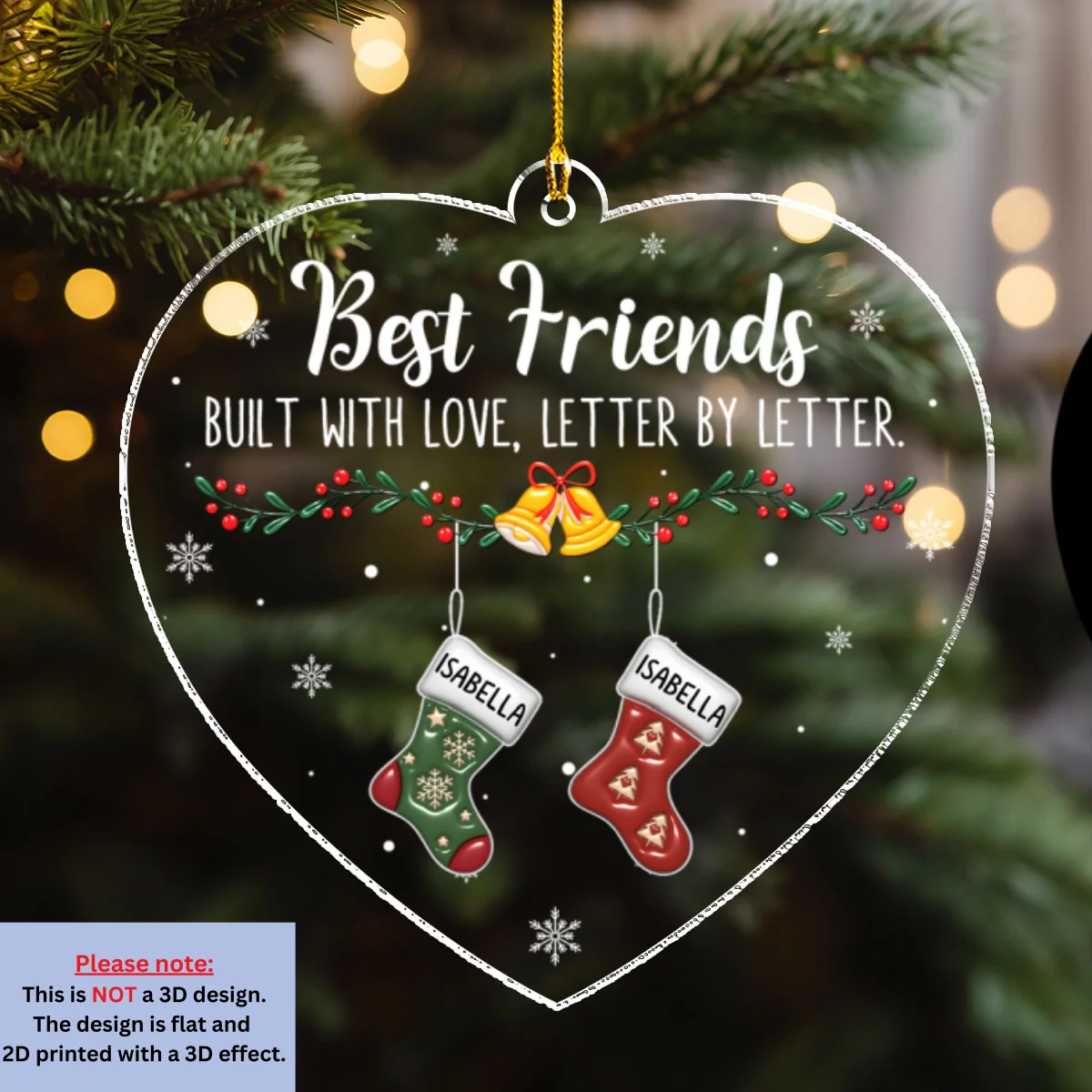 Side By Side Always - Personalized Custom 3D Effect Acrylic Ornament - Image 6