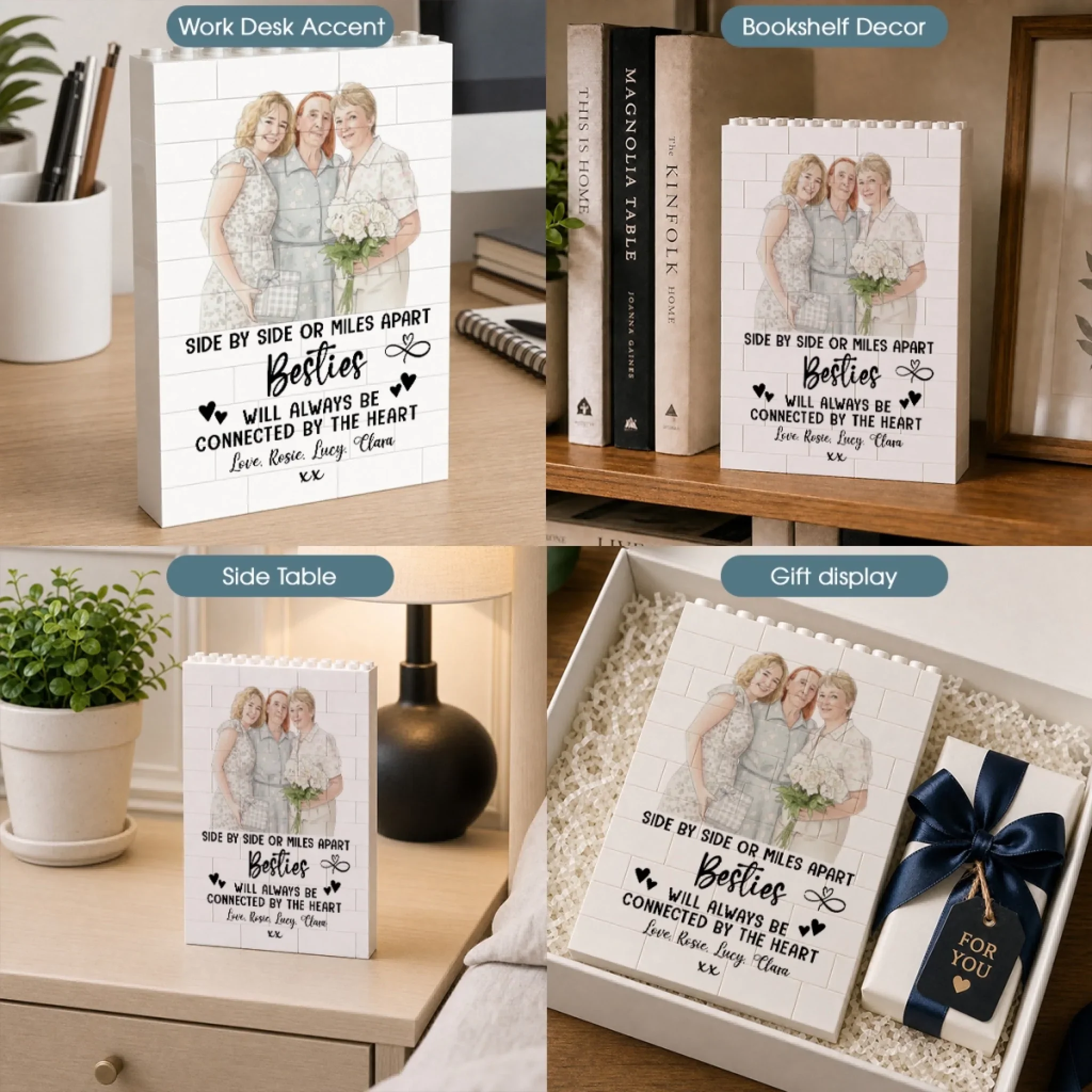 Side By Side - Personalized Custom Rectangle Building Brick Blocks - Image 4