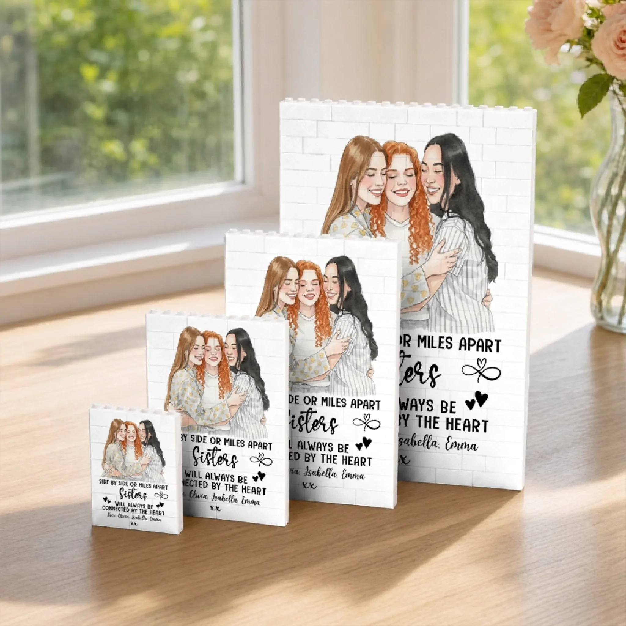 Side By Side - Personalized Custom Rectangle Building Brick Blocks - Image 5