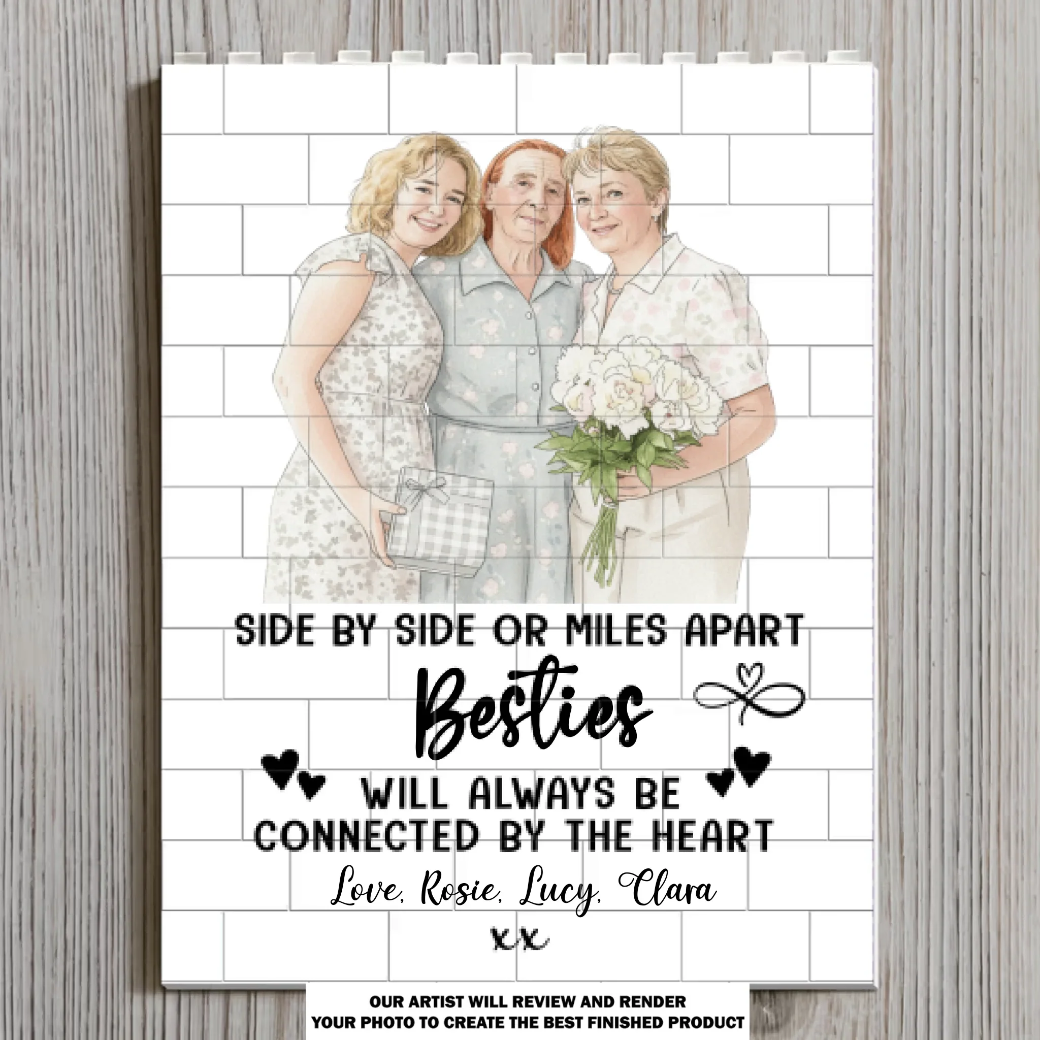 Side By Side - Personalized Custom Rectangle Building Brick Blocks - Image 8