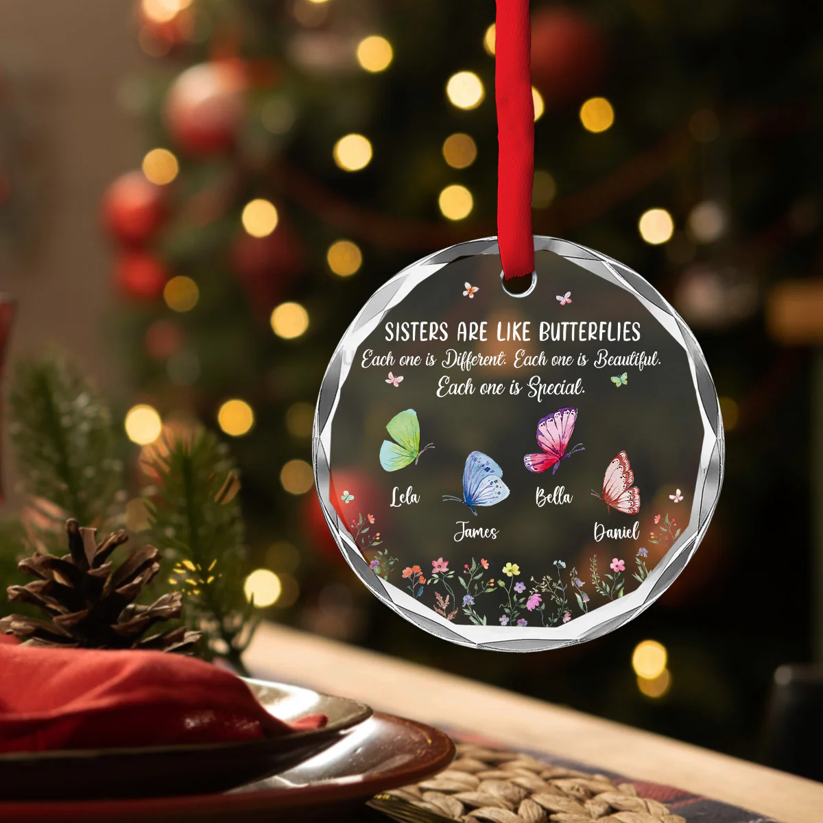 Sister Are The Gardeners Of Our Souls - Personalized Custom Glass Ornament - Image 3