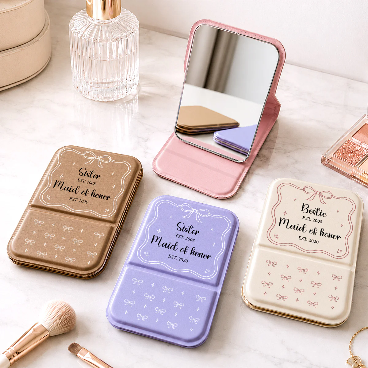 Sister Maid Of Honor - Personalized Custom Pocket Leather Mirror