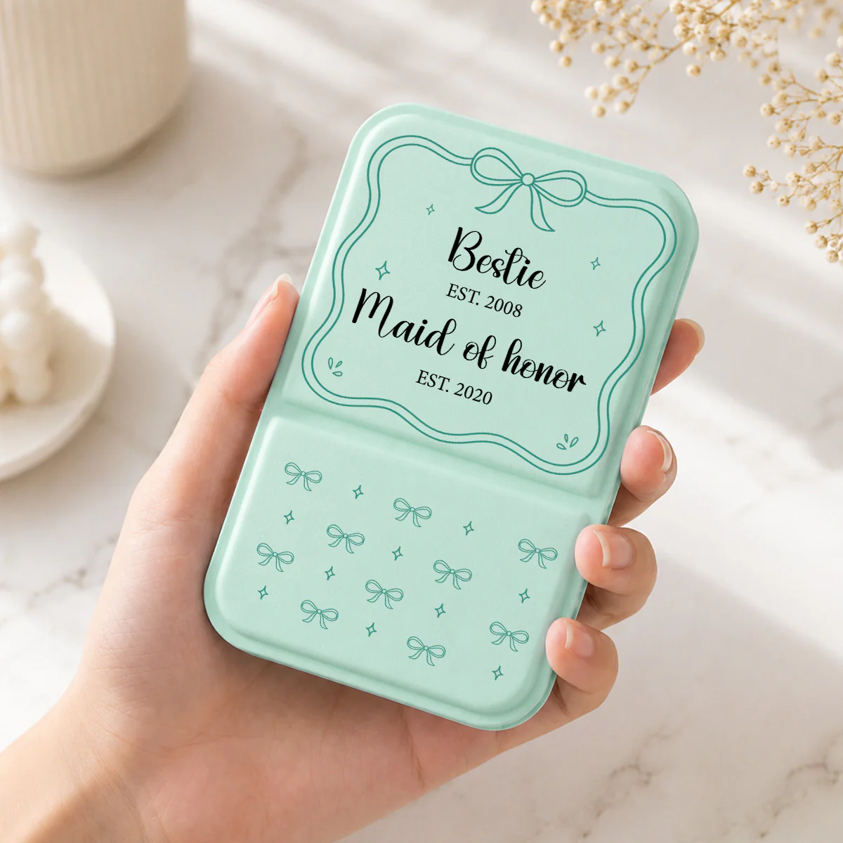 Sister Maid Of Honor - Personalized Custom Pocket Leather Mirror - Image 3