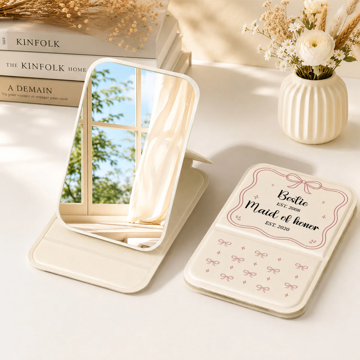 Sister Maid Of Honor - Personalized Custom Pocket Leather Mirror - Image 5