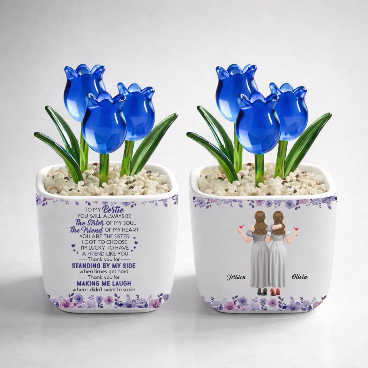 Sister Of My Soul - Personalized Custom Glass Everlasting Tulips - Image 10