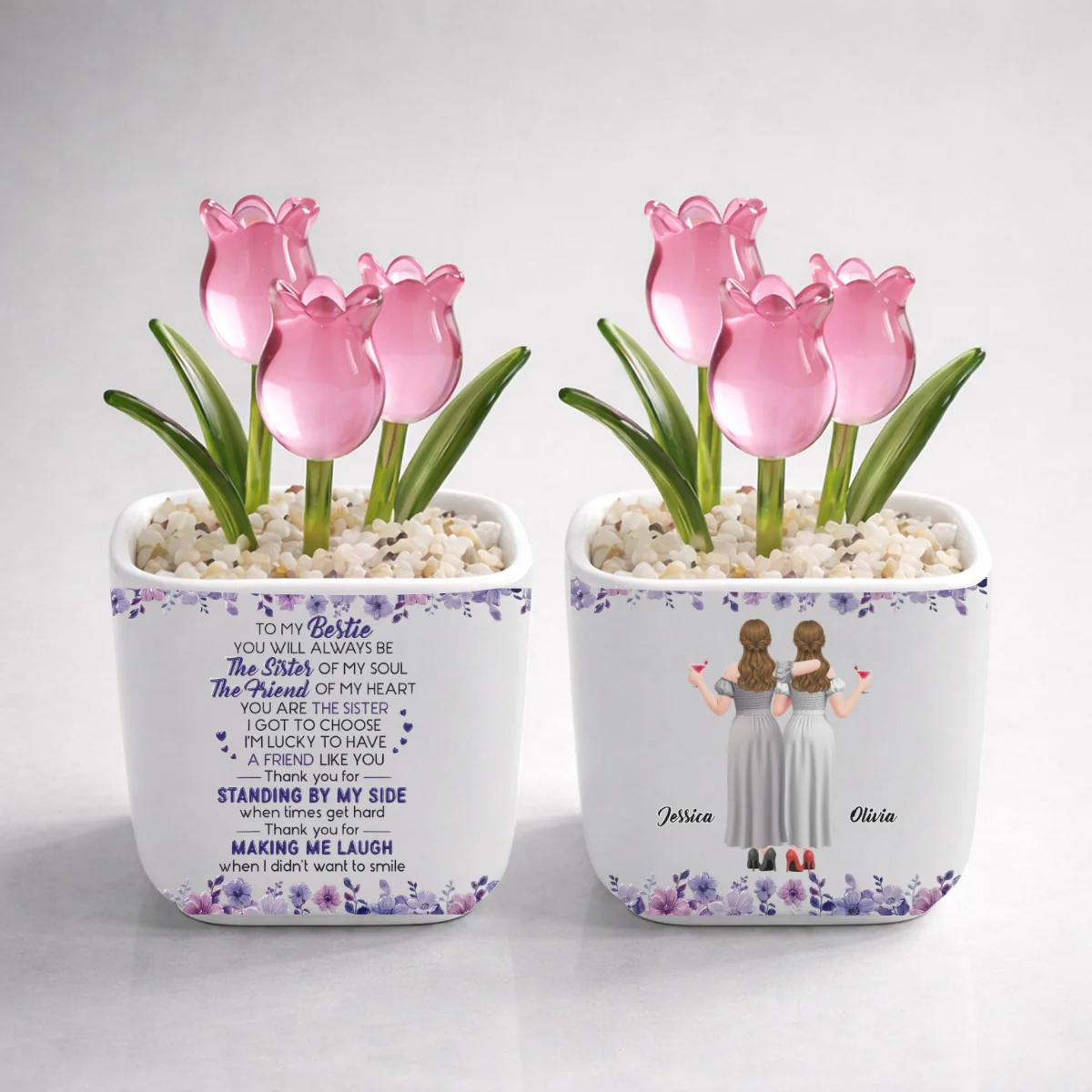 Sister Of My Soul - Personalized Custom Glass Everlasting Tulips - Image 11