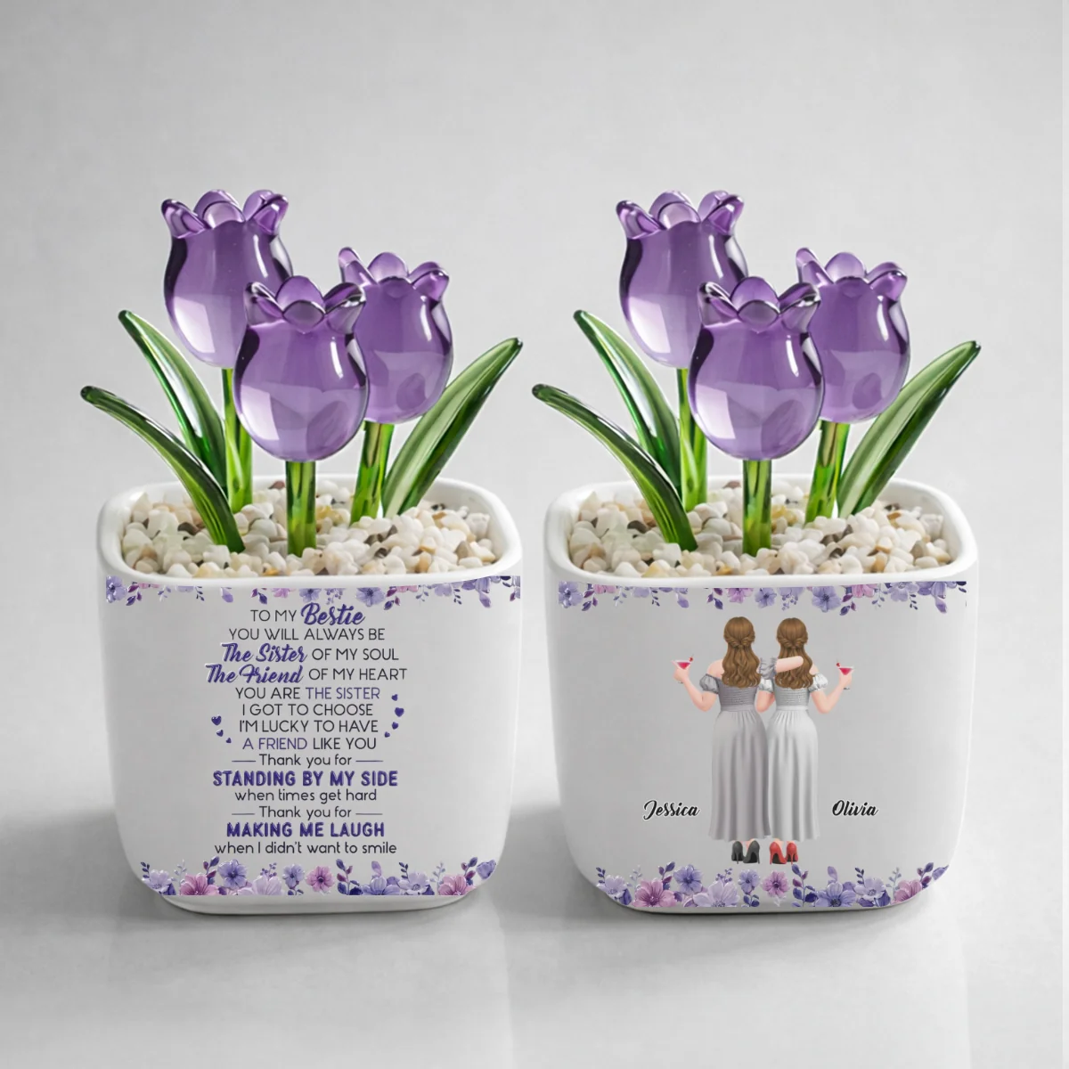Sister Of My Soul - Personalized Custom Glass Everlasting Tulips - Image 12