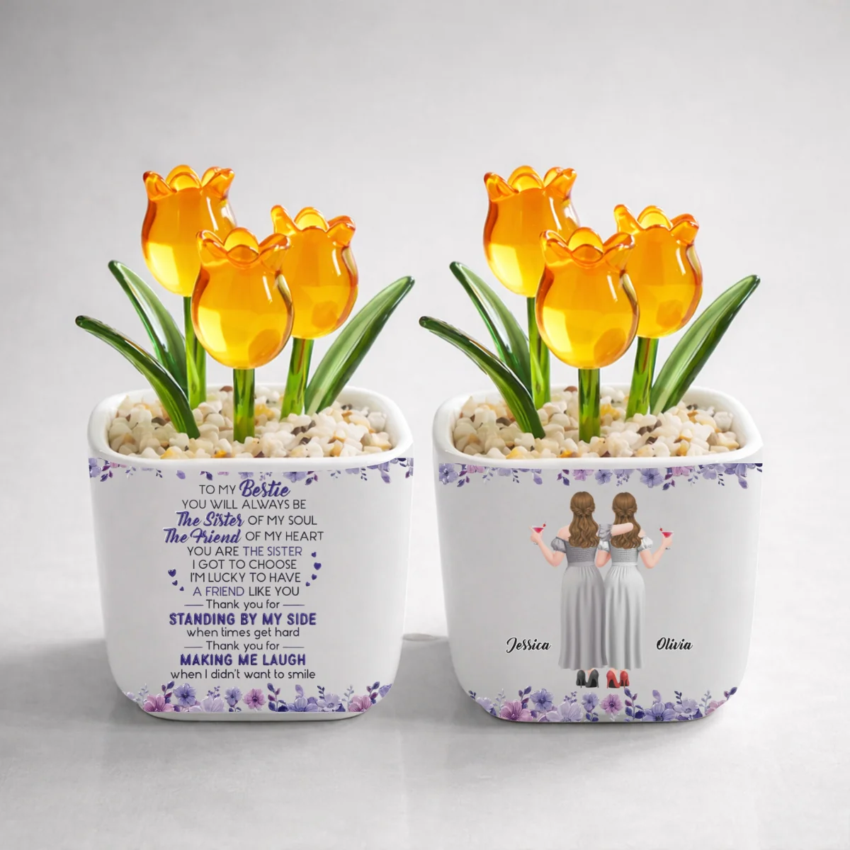 Sister Of My Soul - Personalized Custom Glass Everlasting Tulips - Image 13