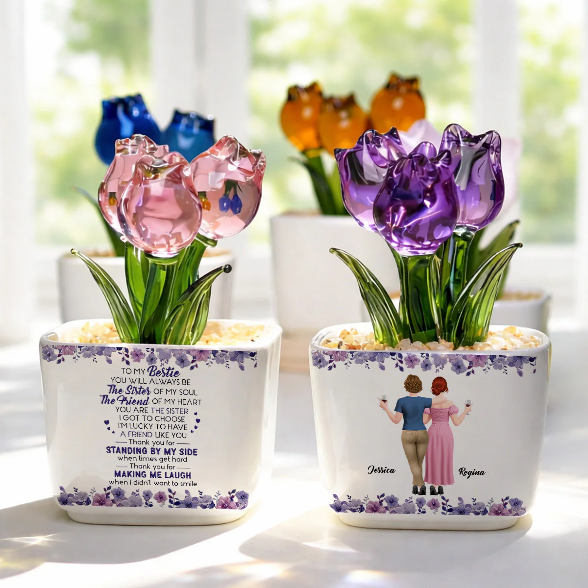 Sister Of My Soul - Personalized Custom Glass Everlasting Tulips - Image 2