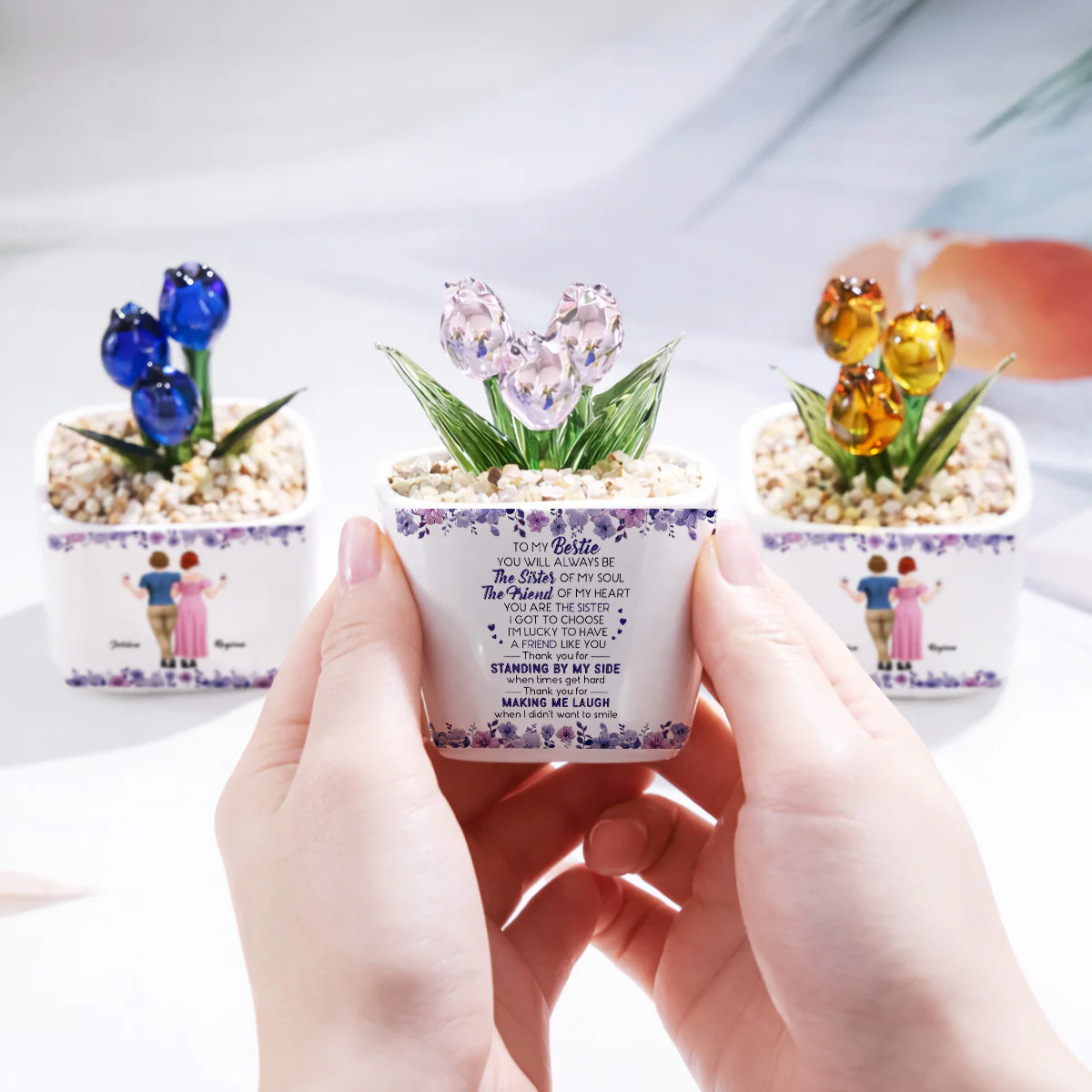 Sister Of My Soul - Personalized Custom Glass Everlasting Tulips - Image 3