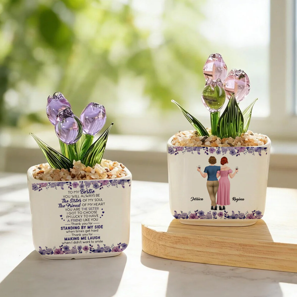 Sister Of My Soul - Personalized Custom Glass Everlasting Tulips - Image 4