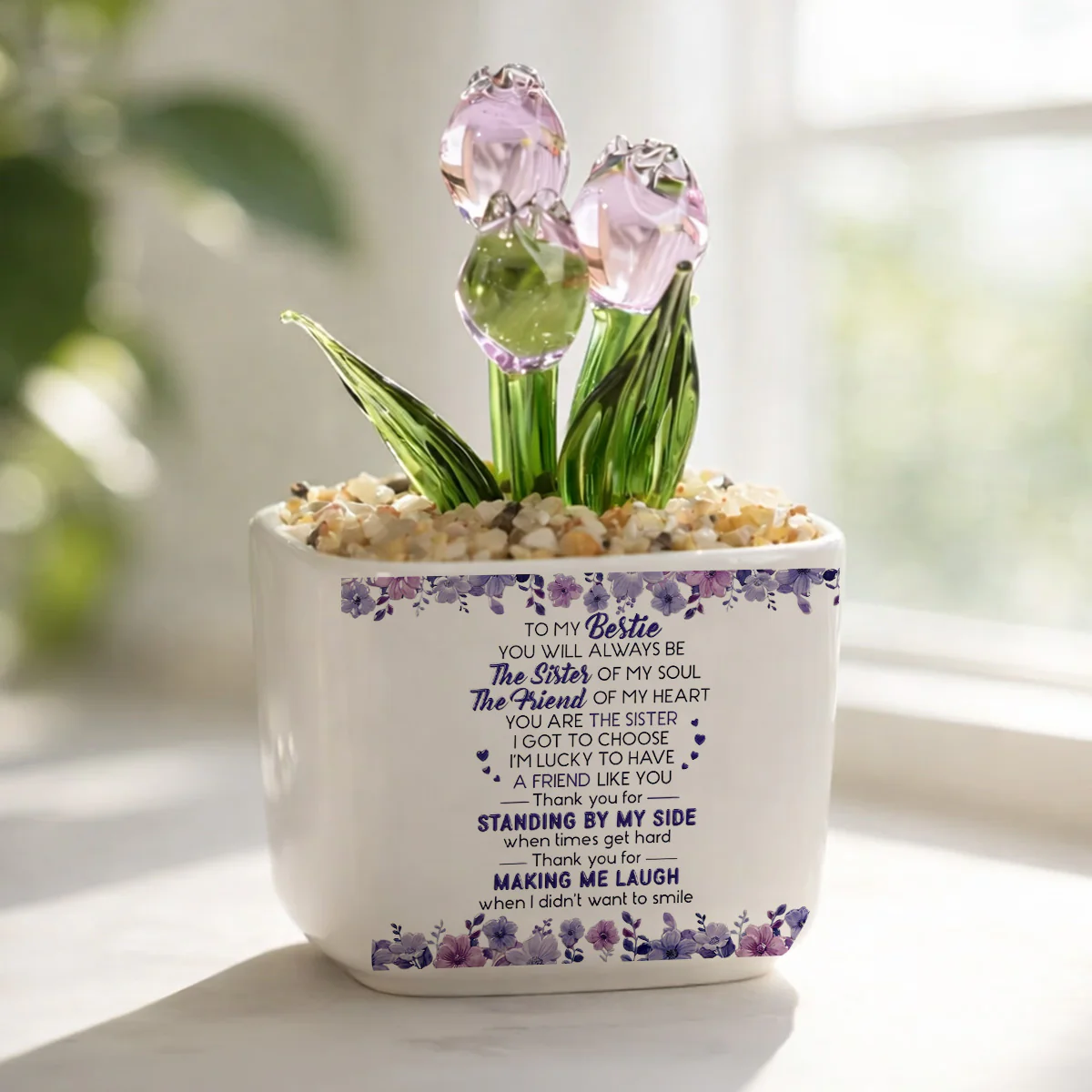 Sister Of My Soul - Personalized Custom Glass Everlasting Tulips - Image 5