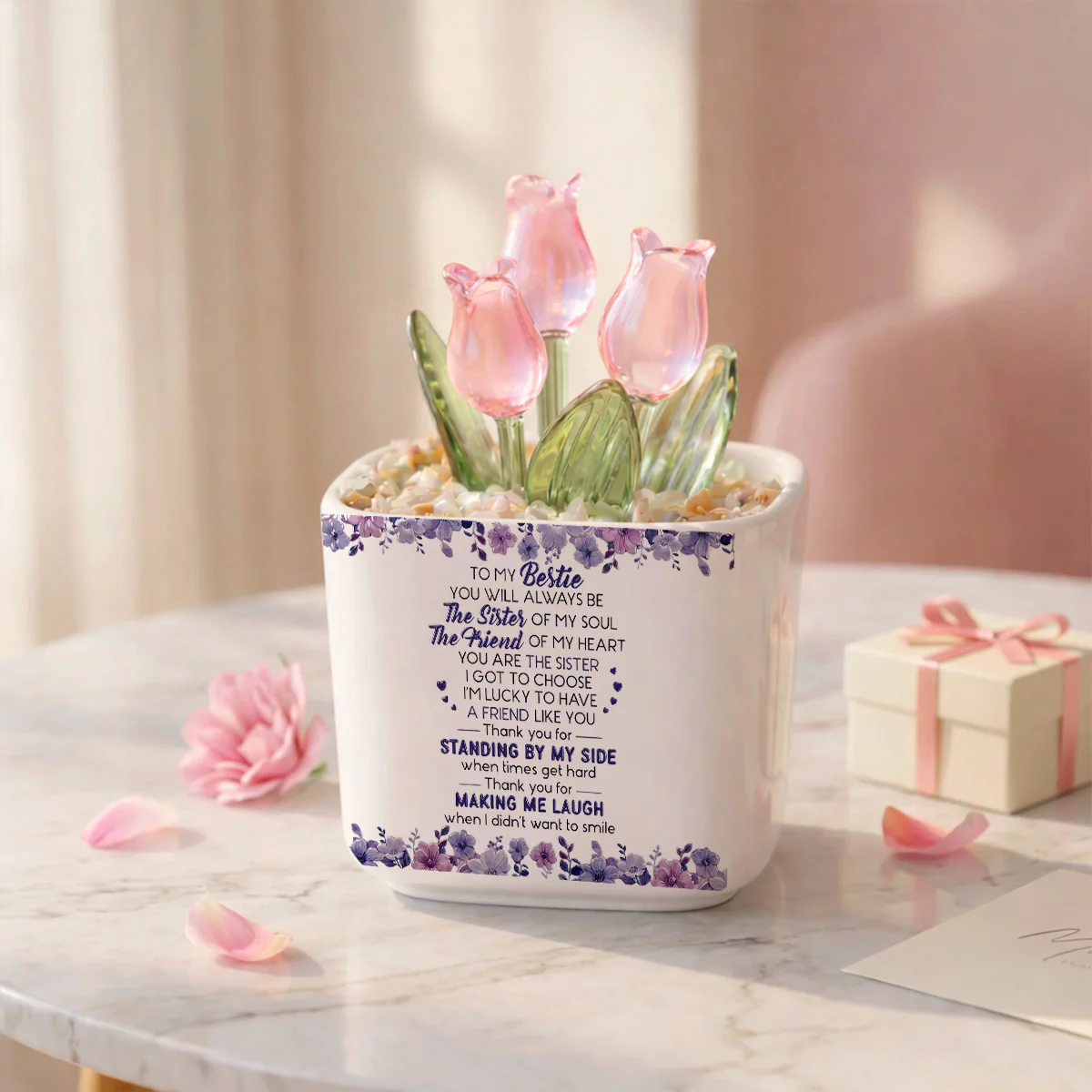 Sister Of My Soul - Personalized Custom Glass Everlasting Tulips - Image 7
