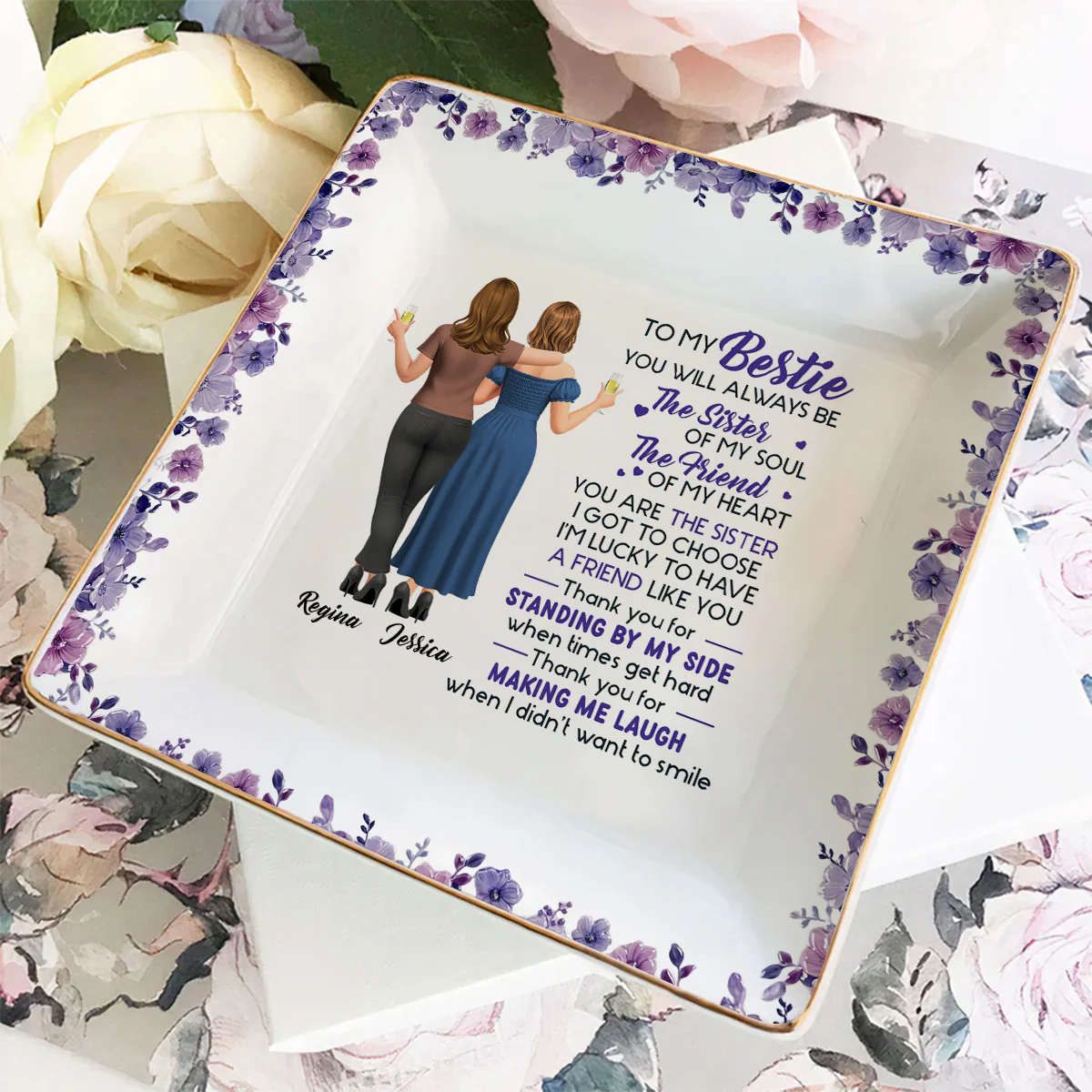Sister Of My Soul - Personalized Custom Jewelry Dish - Image 3