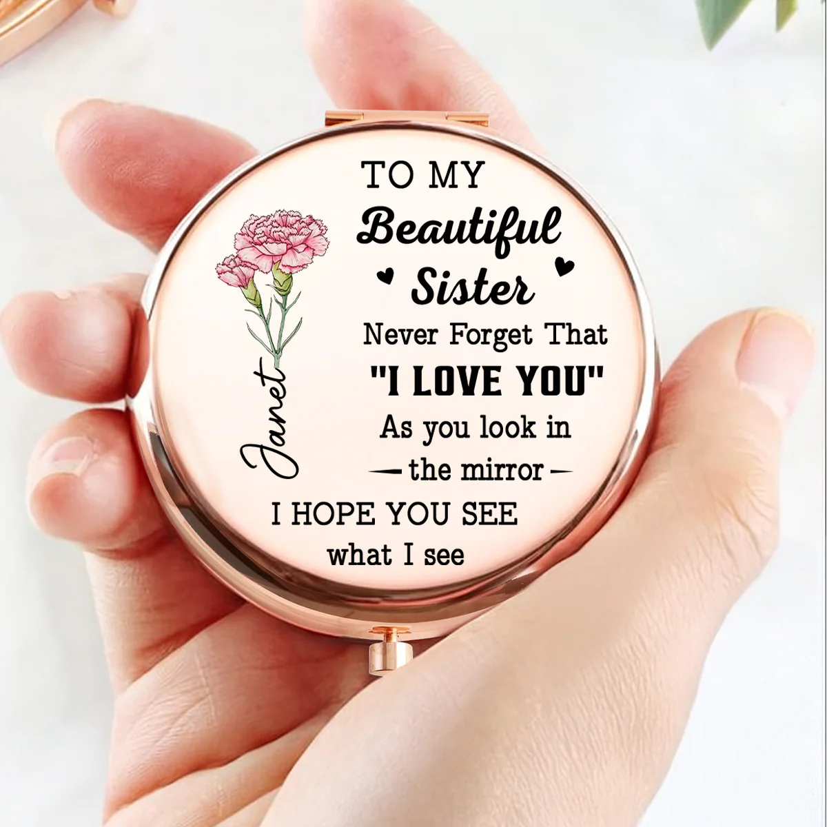 Sisterhood Filled With Love - Personalized Custom Compact Mirror - Image 4