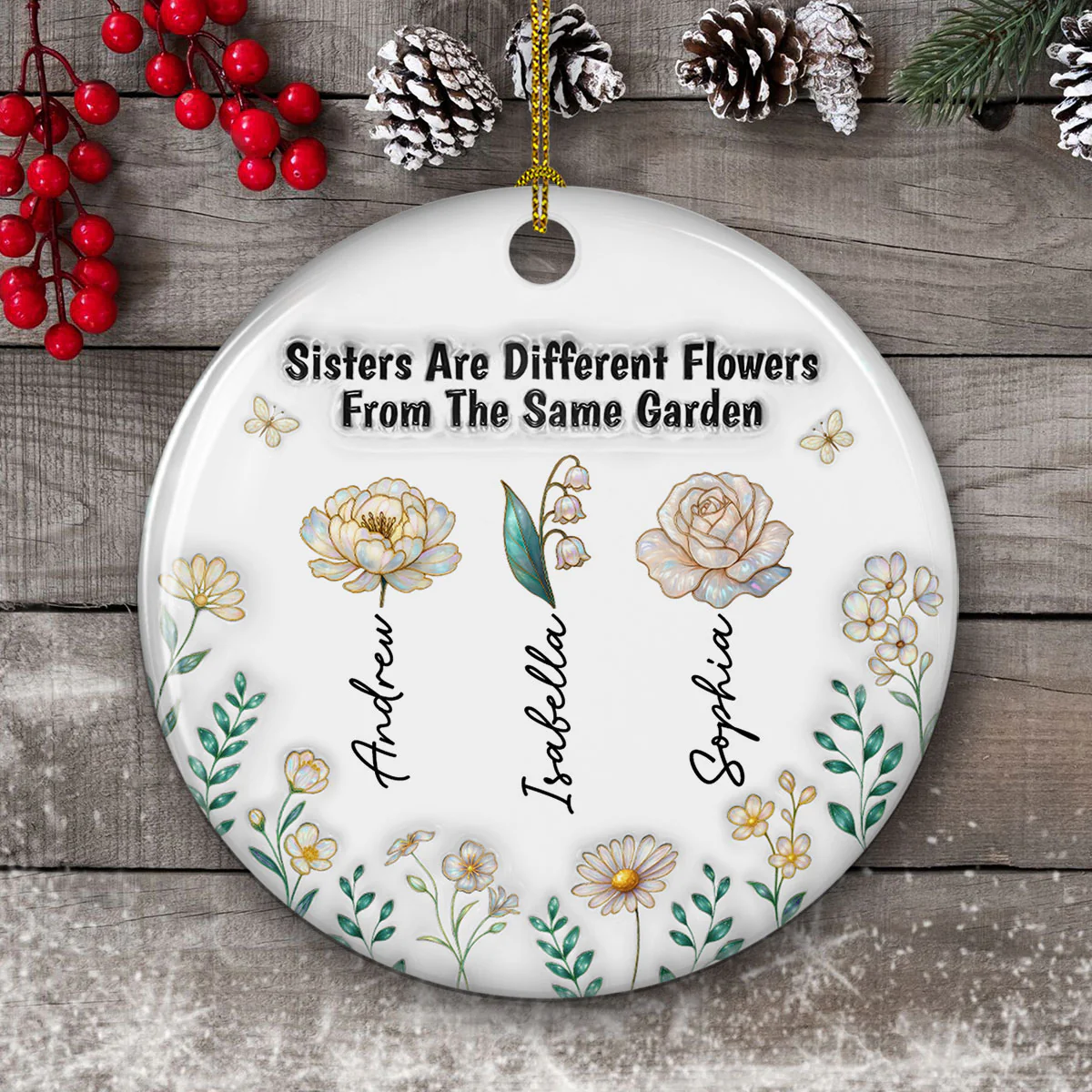 Sisterhood Grows Strong Like Roots - Personalized Custom 3D Inflated Effect Ceramic Ornament - Image 4