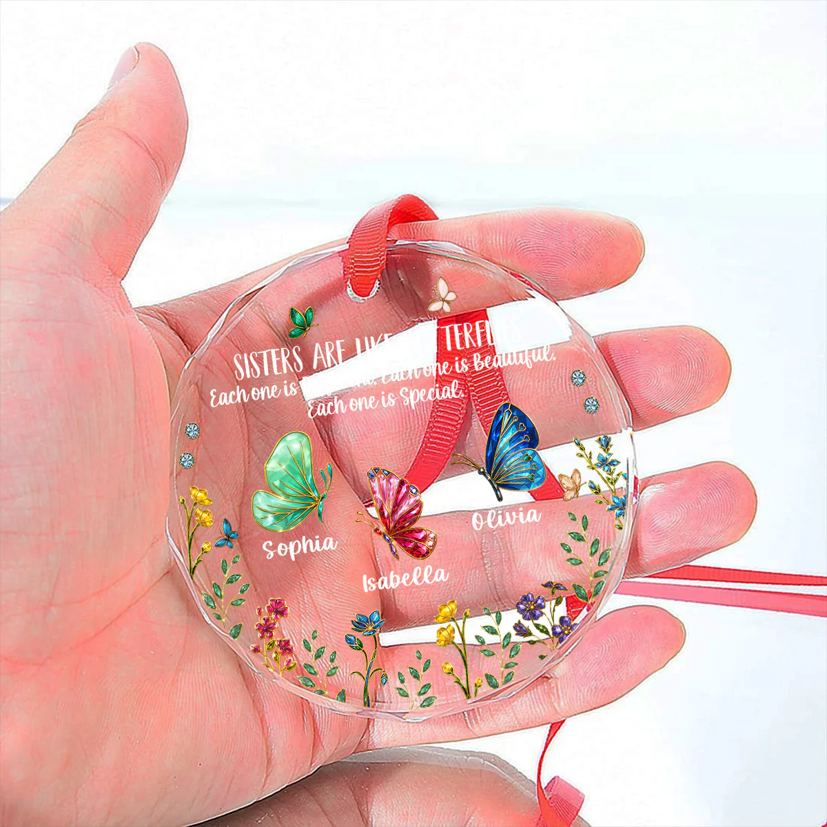 Sisters Are Butterflies Of Love - Personalized Custom Glass Ornament - Image 5