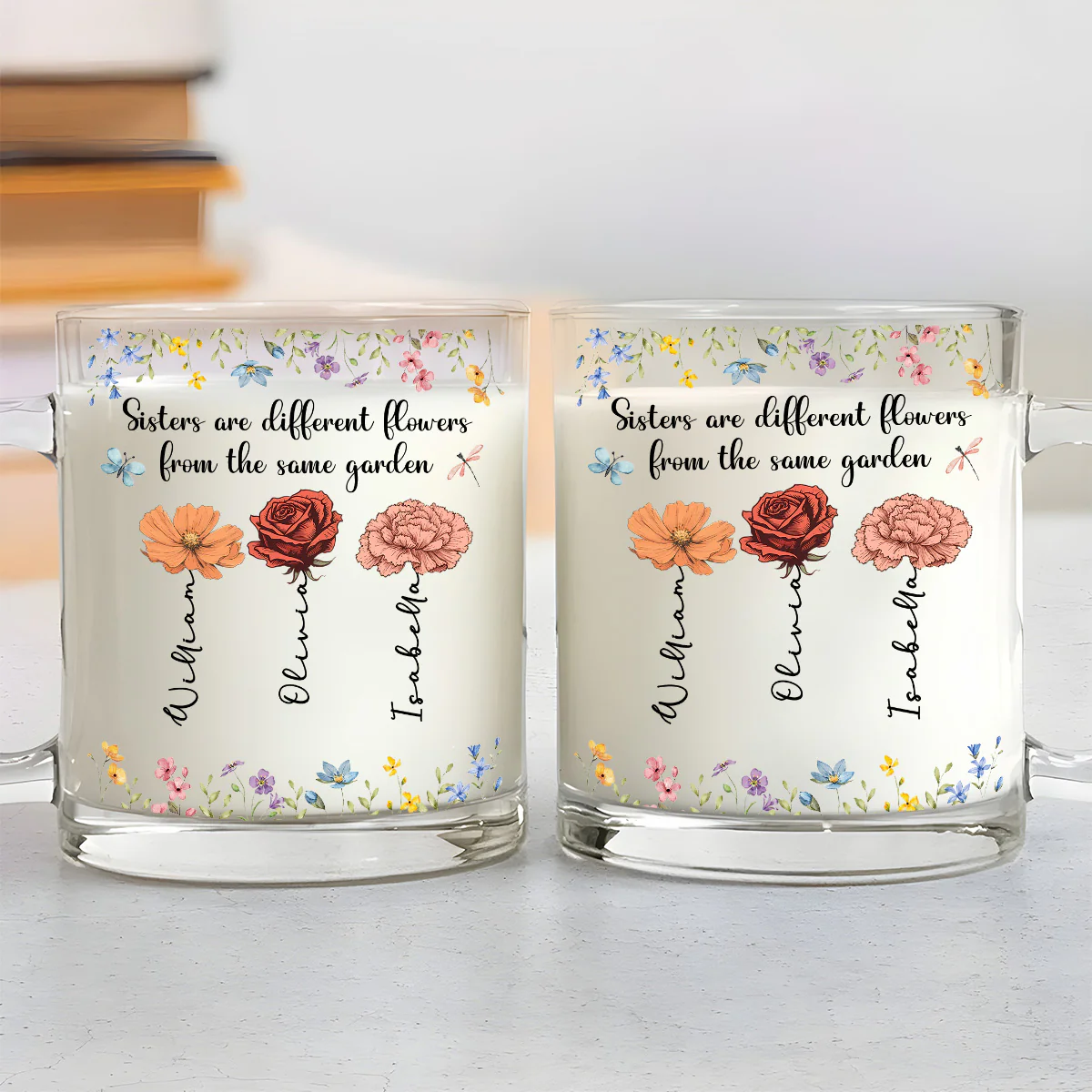 Sisters Are Different Flowers - Personalized Custom Glass Mug - Image 3