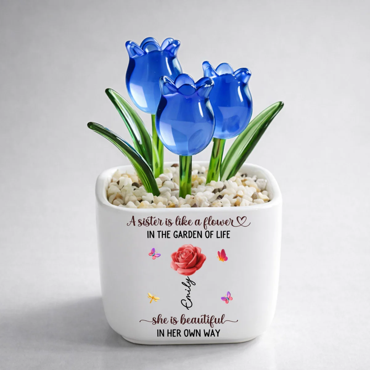 Sisters Are Garden Flowers - Personalized Custom Glass Everlasting Tulips - Image 8