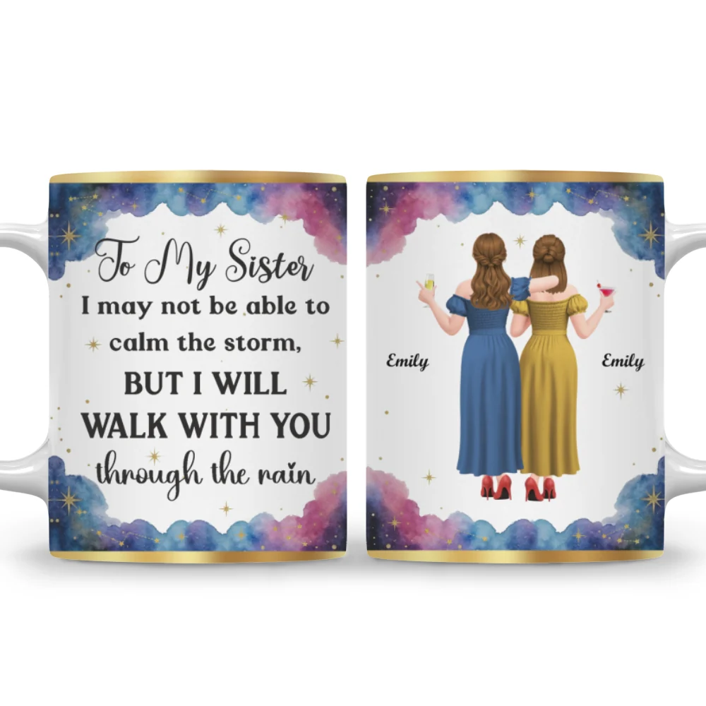 Sisters Hold Hands Through Rain - Personalized Custom Coffee Mug - Image 7