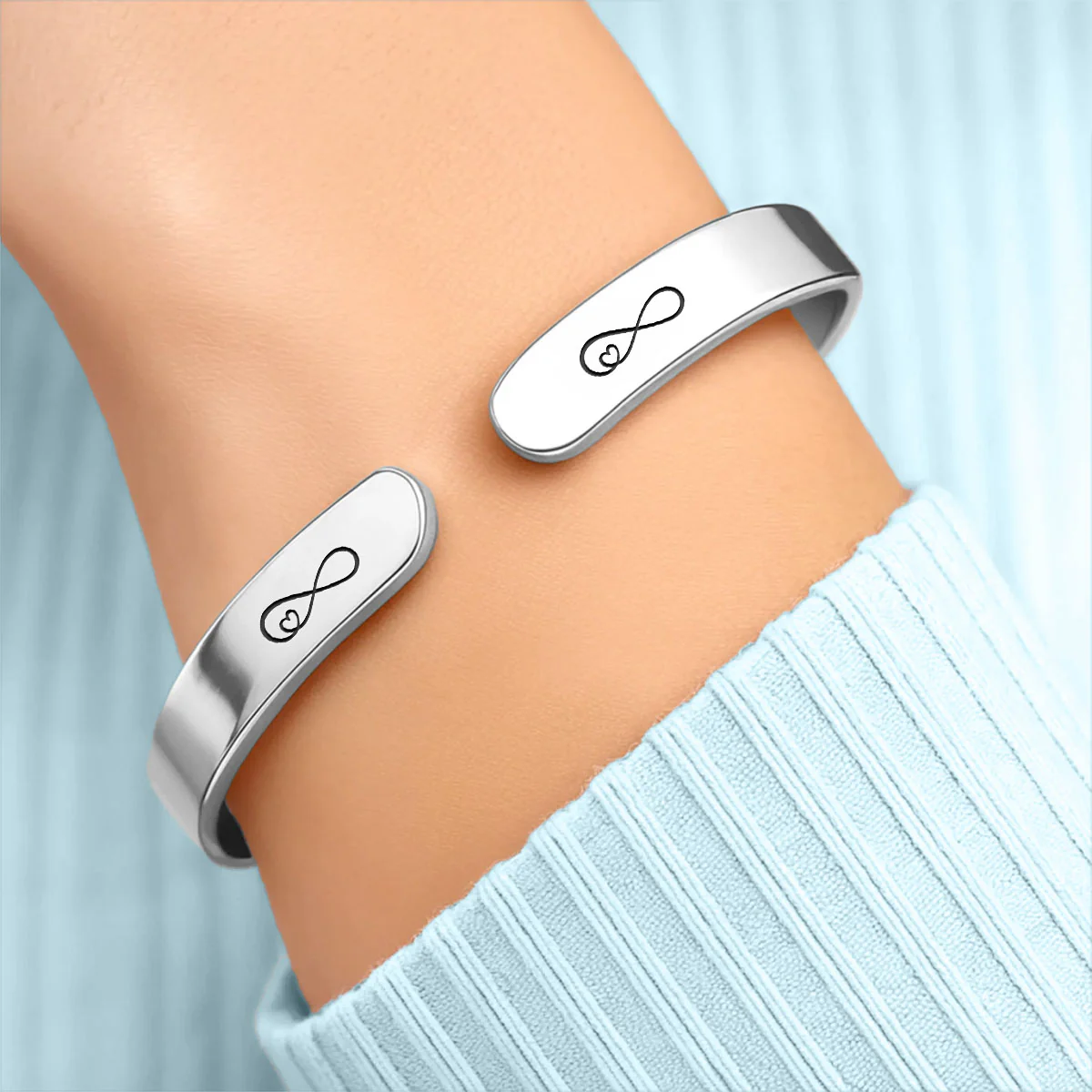 Sisters Will Always Be Connected - Personalized Custom Bracelet Cuff - Image 3