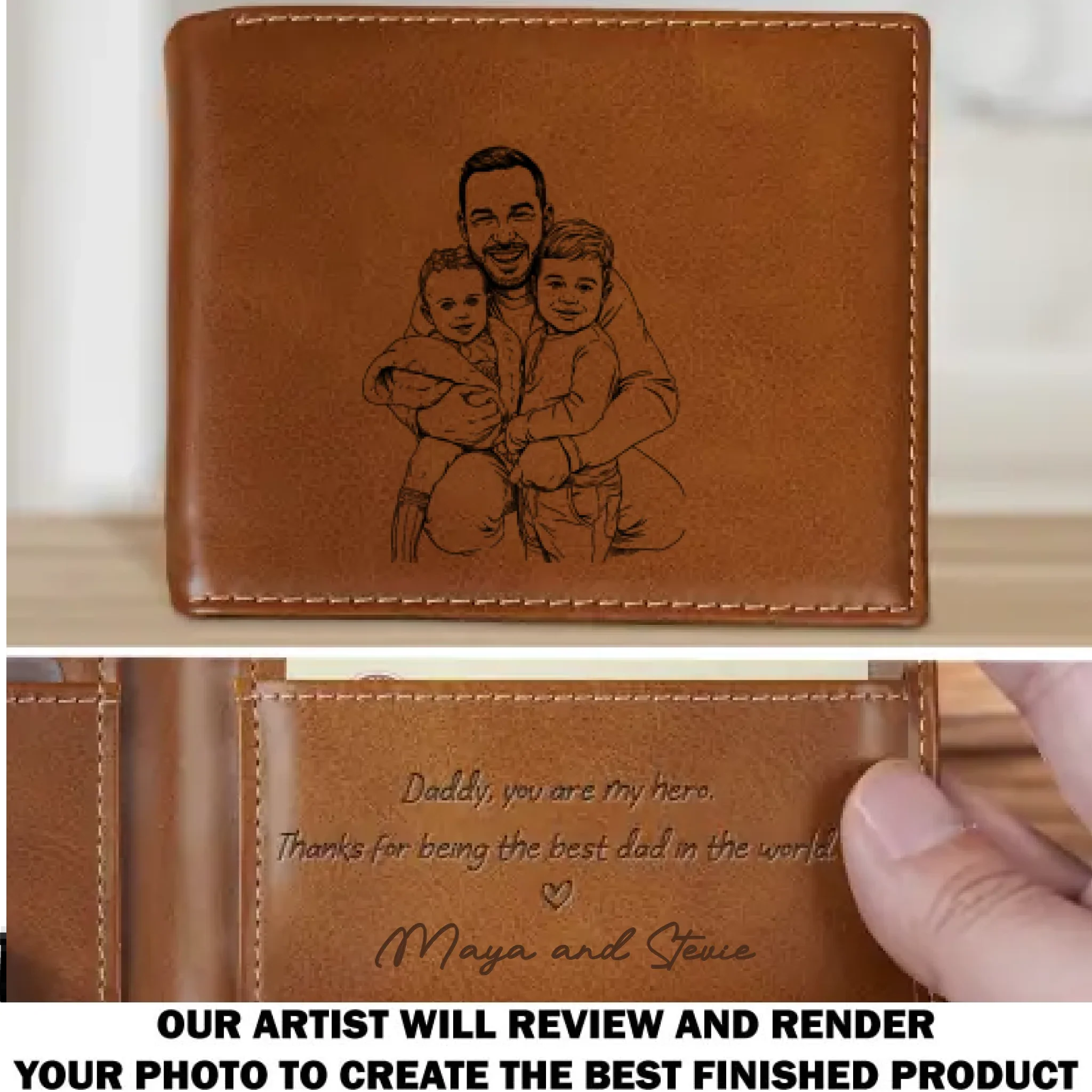 Sketch Art Custom Photo - Personalized Custom Printed Men Leather Wallet - Image 7