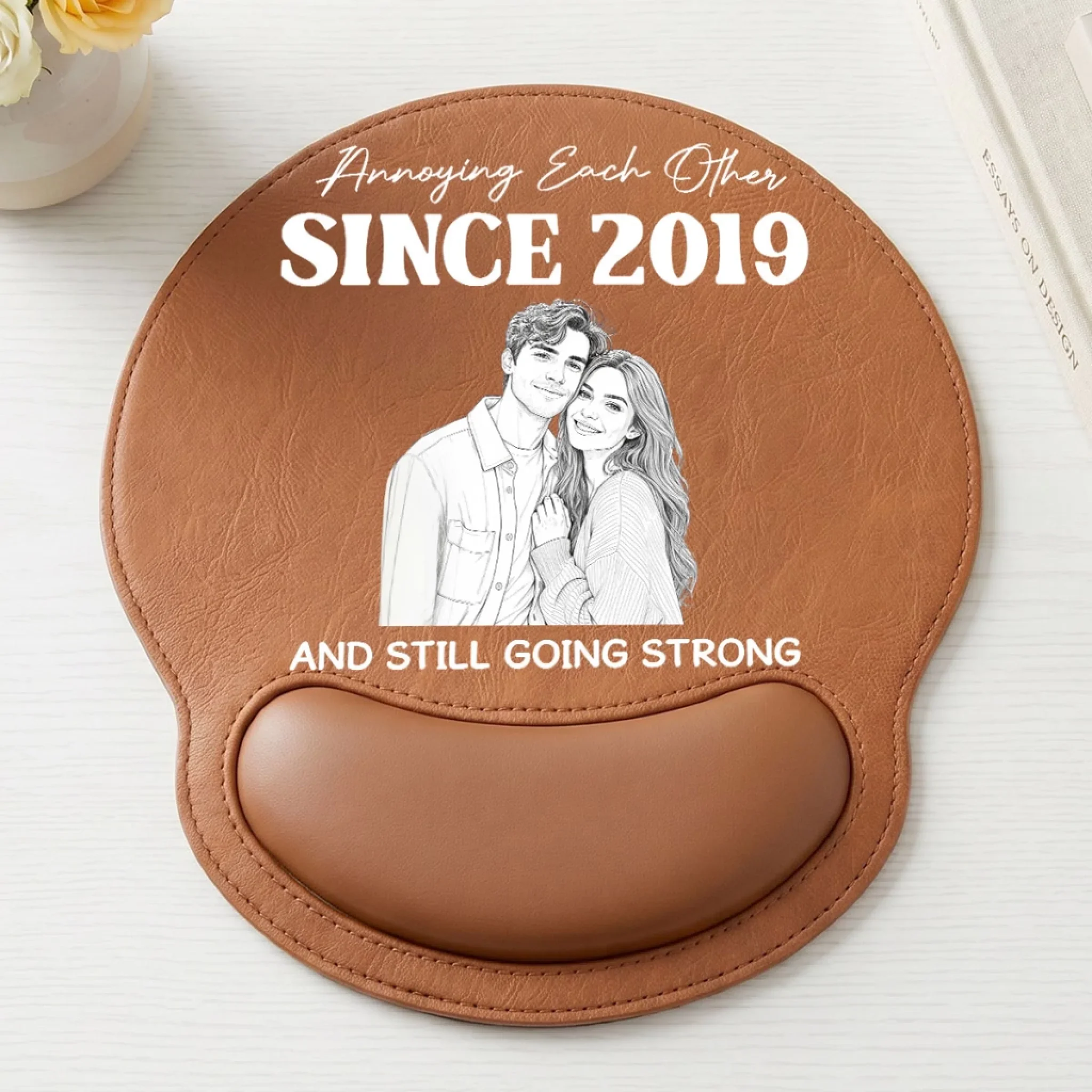 Sketch Love - Personalized Custom Leather Mouse Pad - Image 2