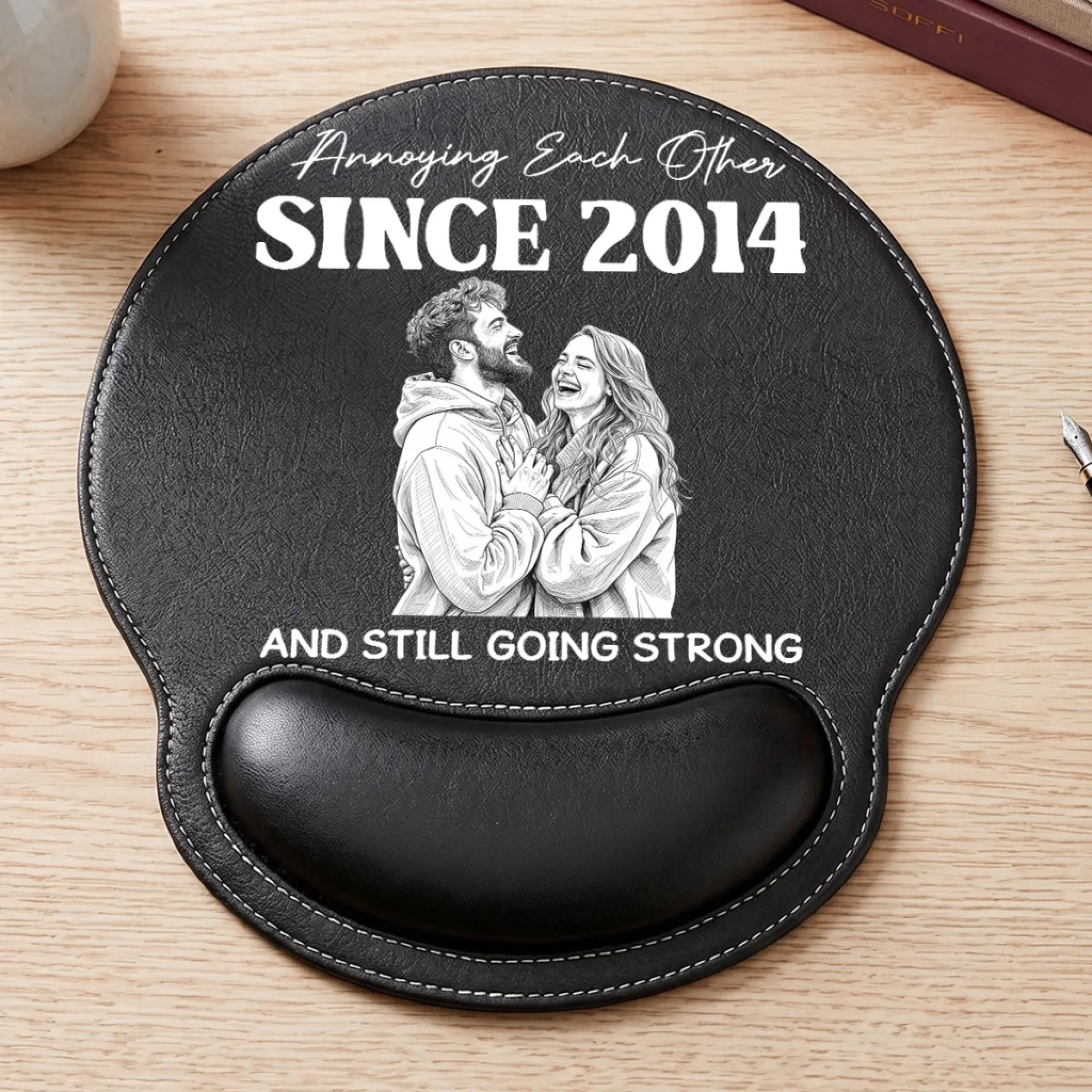 Sketch Love - Personalized Custom Leather Mouse Pad - Image 3