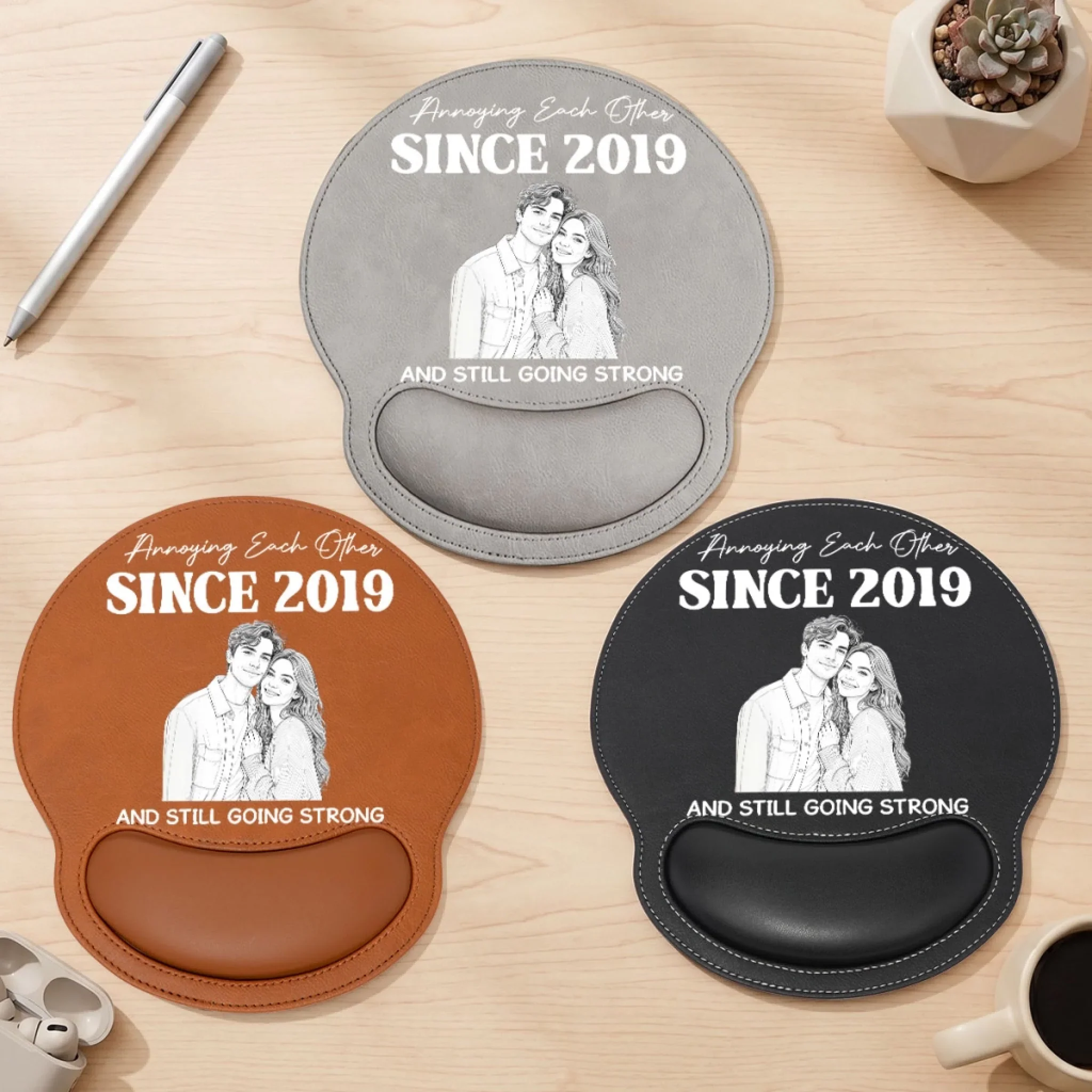 Sketch Love - Personalized Custom Leather Mouse Pad - Image 6