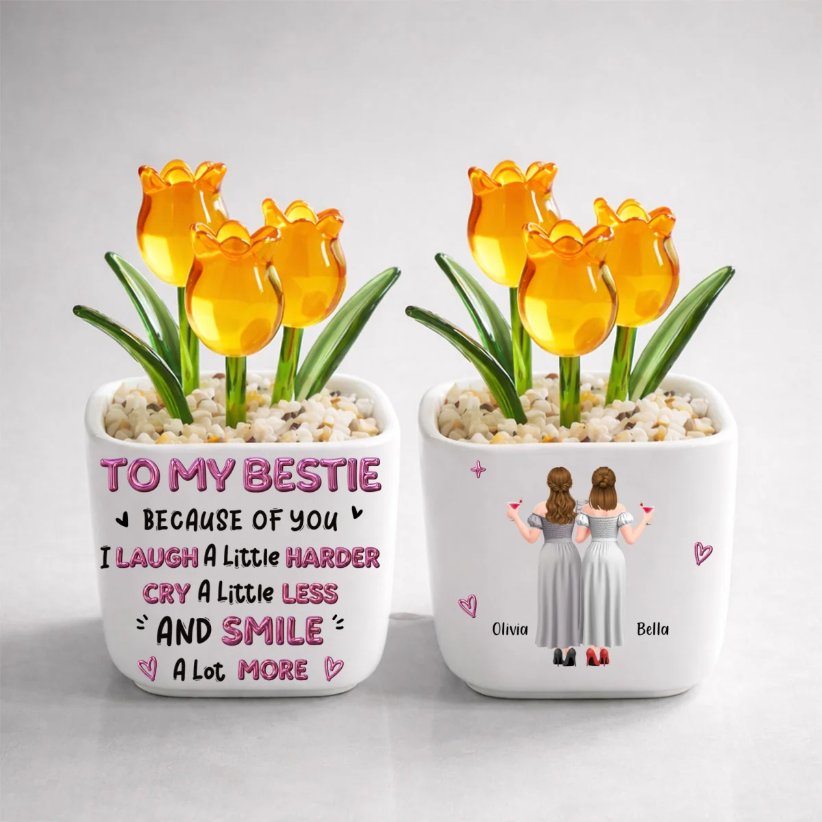 Smile More - Personalized Custom Glass Everlasting Tulips - Image 12
