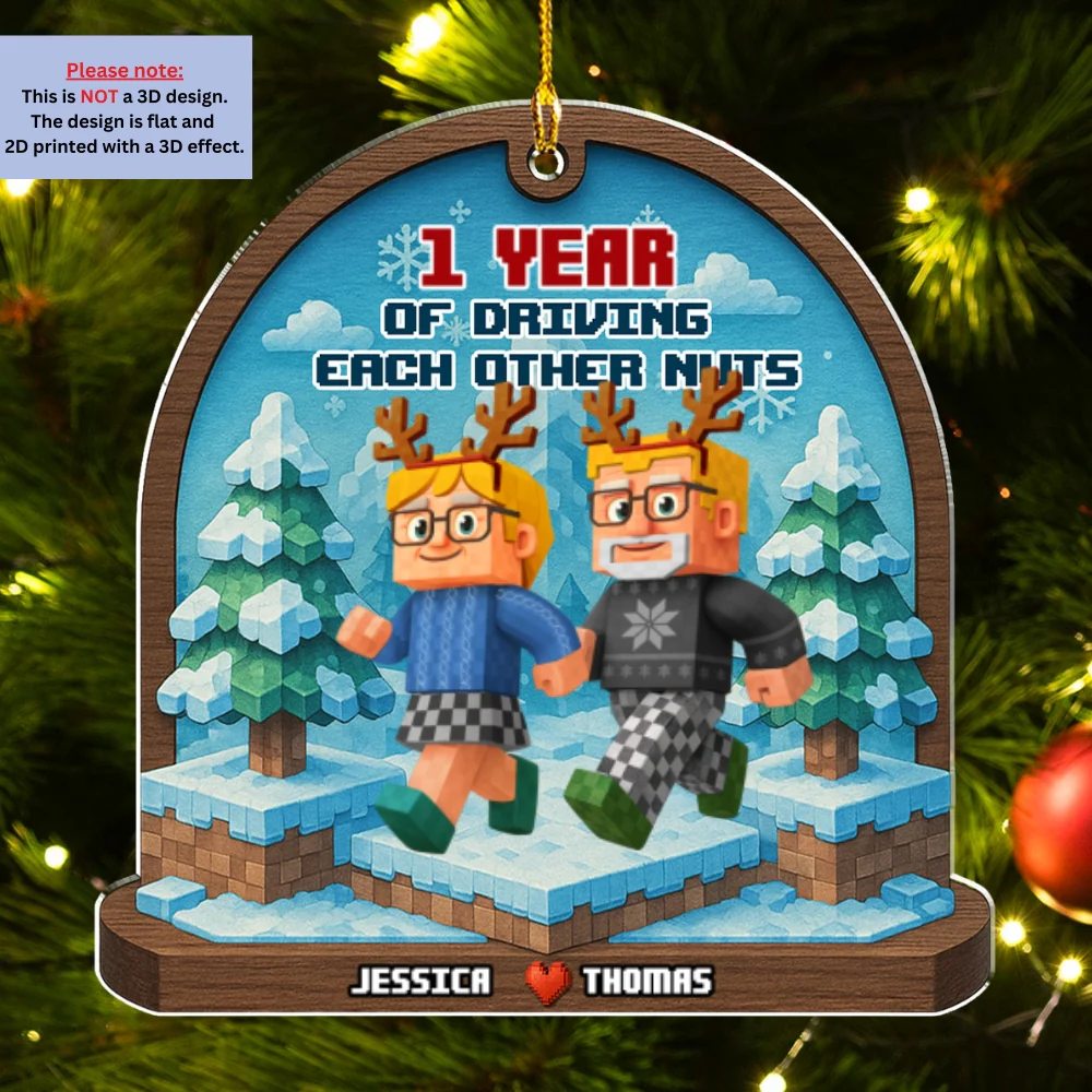 Snow Skate Together - Personalized Custom 3D Effect Acrylic Ornament - Image 6