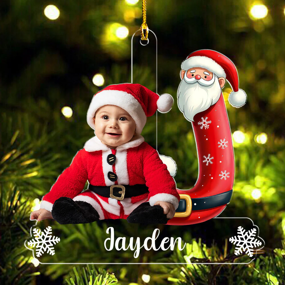Snowman Christmas Photo - Personalized Custom Acrylic Ornament - Image 3