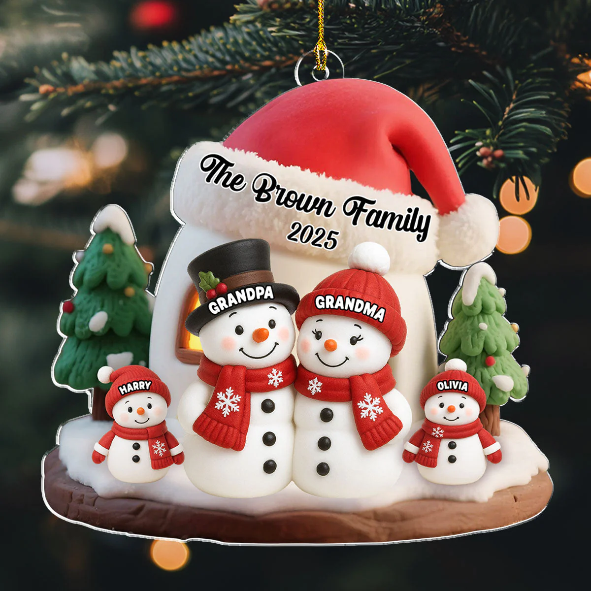 Snowman House - Personalized Custom Acrylic Ornament - Image 4