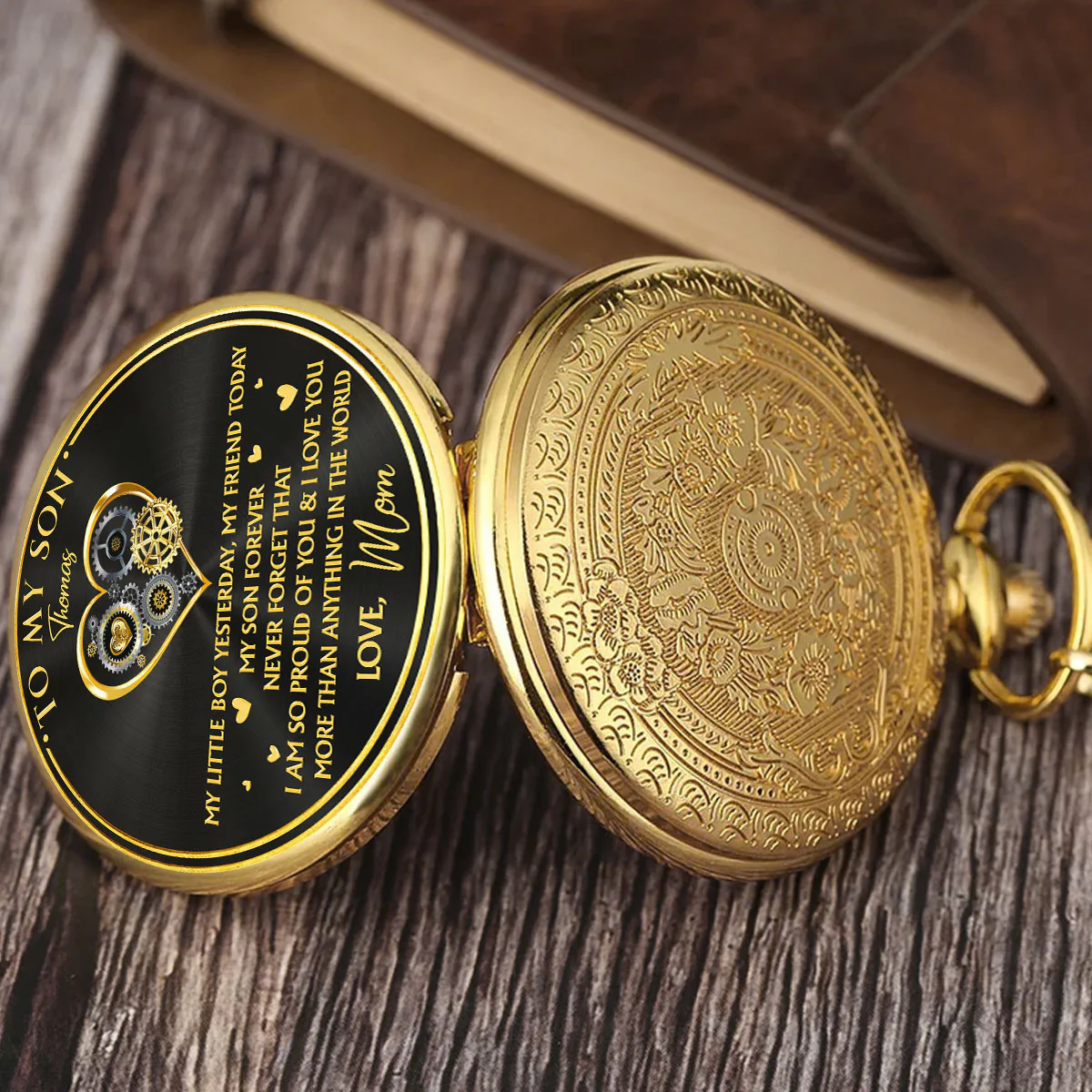 So Proud Of You My Son - Personalized Custom Print Pocket Watch - Image 2