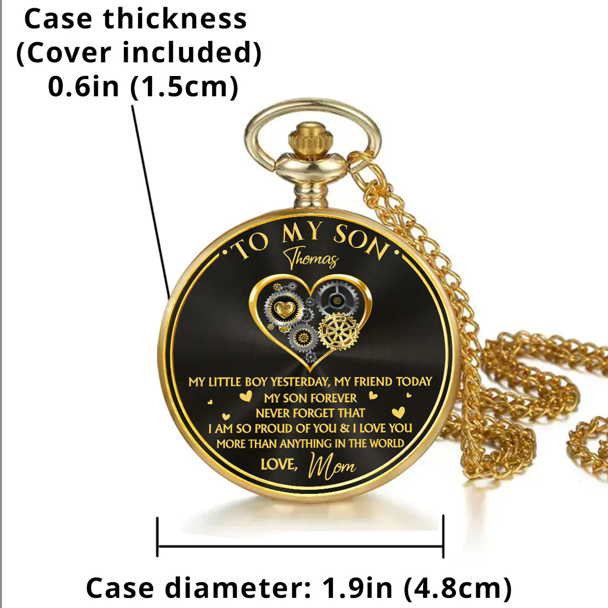 So Proud Of You My Son - Personalized Custom Print Pocket Watch - Image 5