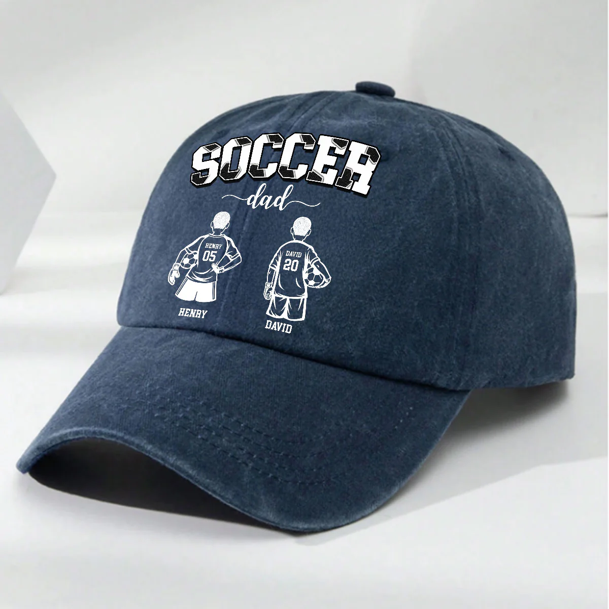 Soccer Dad Grandpa - Personalized Custom Vintage Washed Denim Cap - Image 4