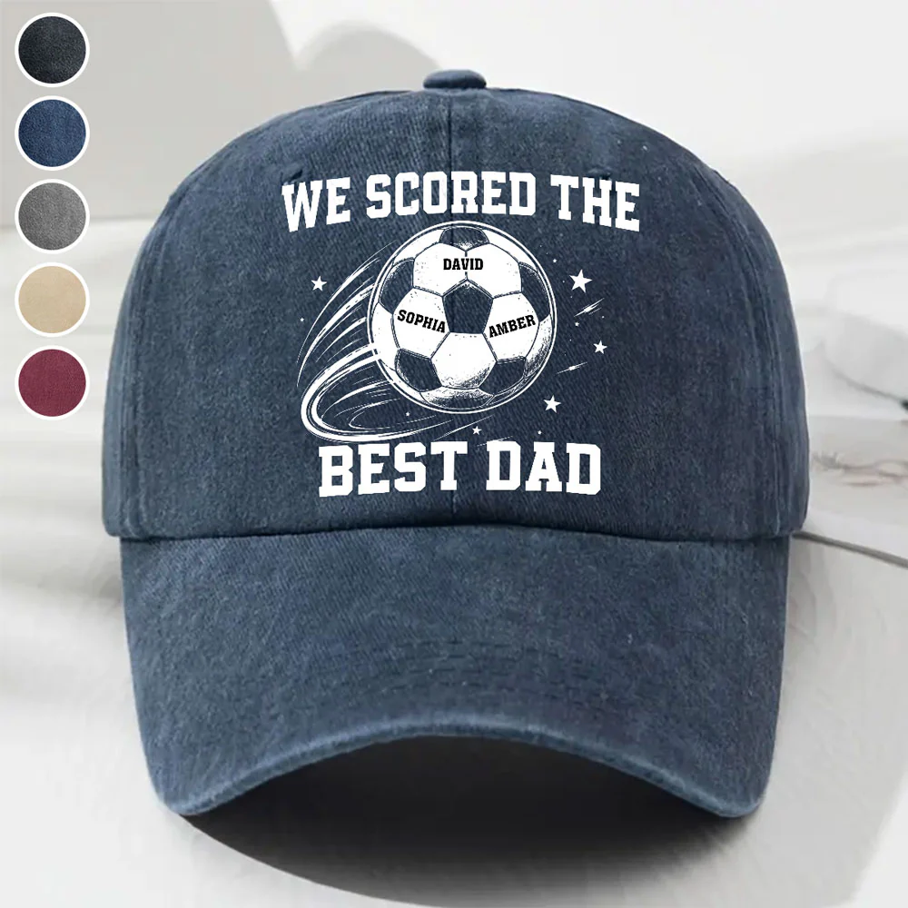 Soccer Daddy - Personalized Custom Vintage Washed Denim Cap - Image 2