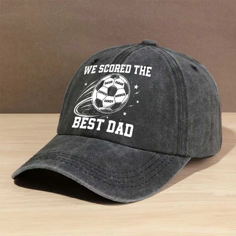 Soccer Daddy - Personalized Custom Vintage Washed Denim Cap - Image 3