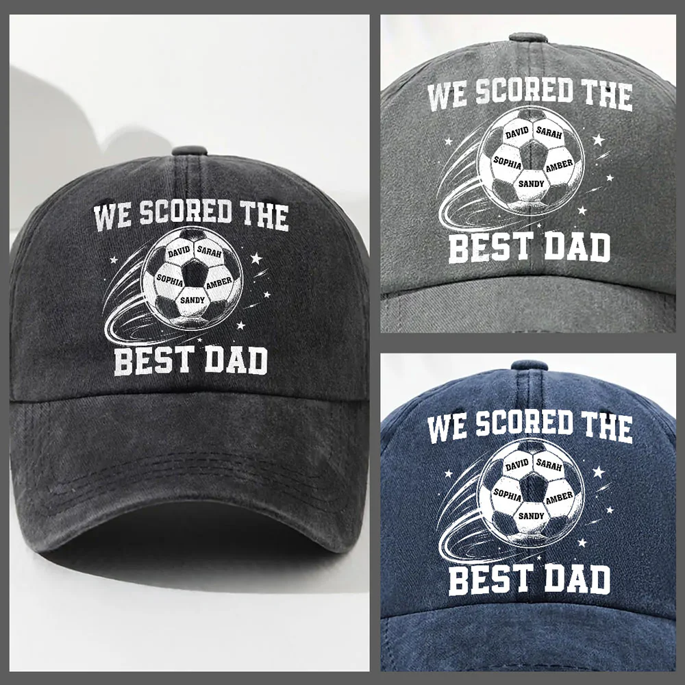 Soccer Daddy - Personalized Custom Vintage Washed Denim Cap - Image 4