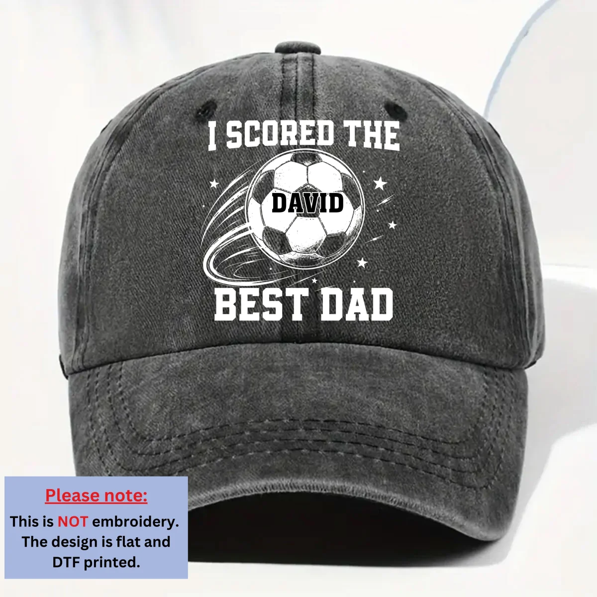 Soccer Daddy - Personalized Custom Vintage Washed Denim Cap - Image 7